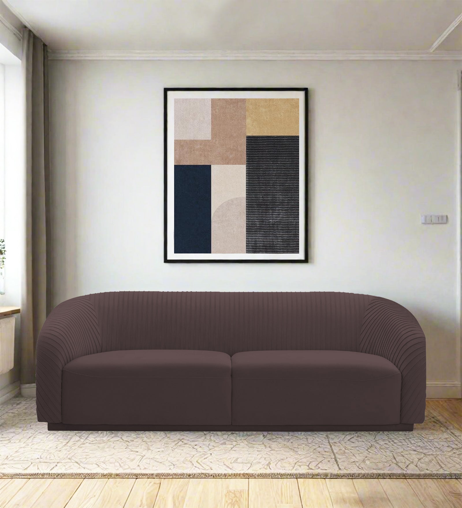 Yara Velvet Fabric 3 Seater Sofa In Mocha Brown Colour - Febonic Living