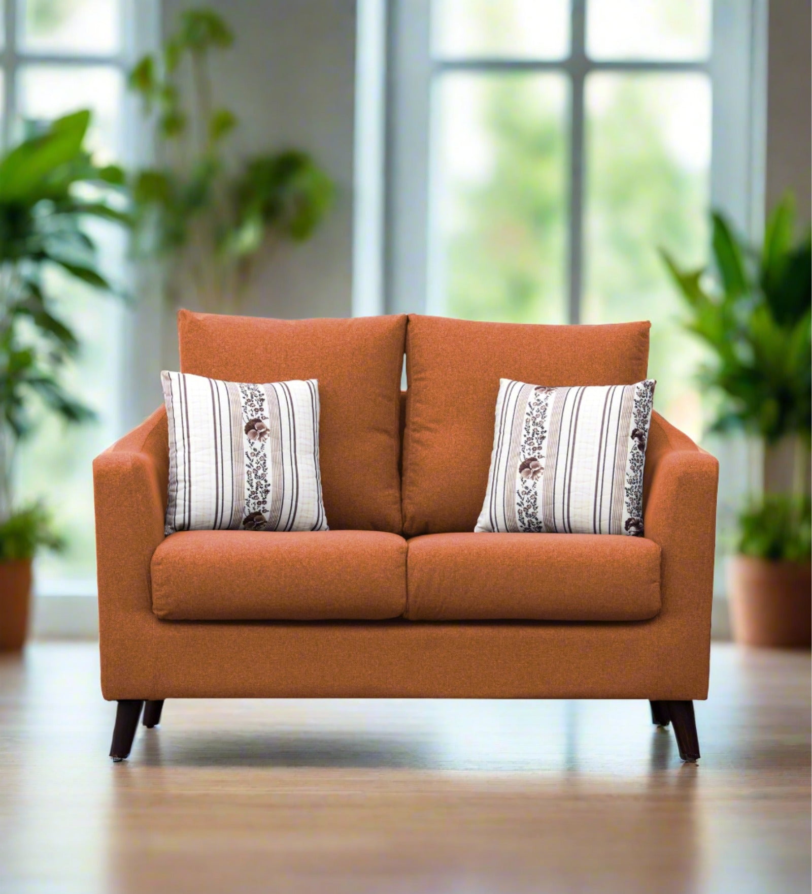 Kevin Fabric 2 Seater Sofa In Vivid Orange Colour