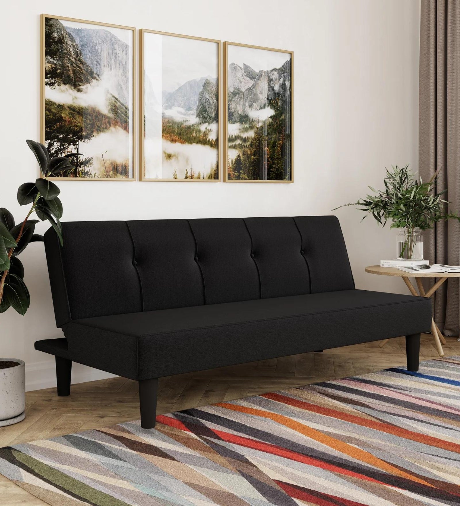 Clover Fabric 3 Seater Convertible Sofa Cum Bed In Maba Grey Colour - Febonic Living