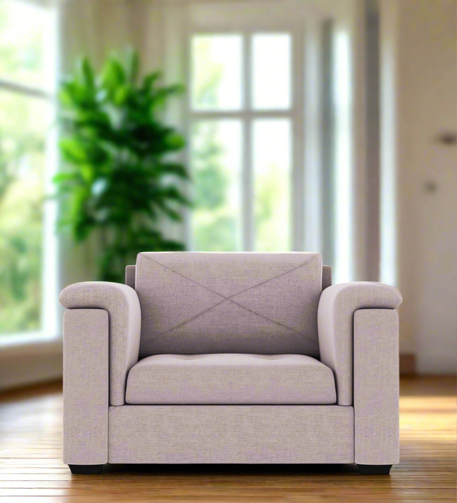 Andres Fabric 1 Seater Sofa In Orchid Beige Colour - Febonic Living