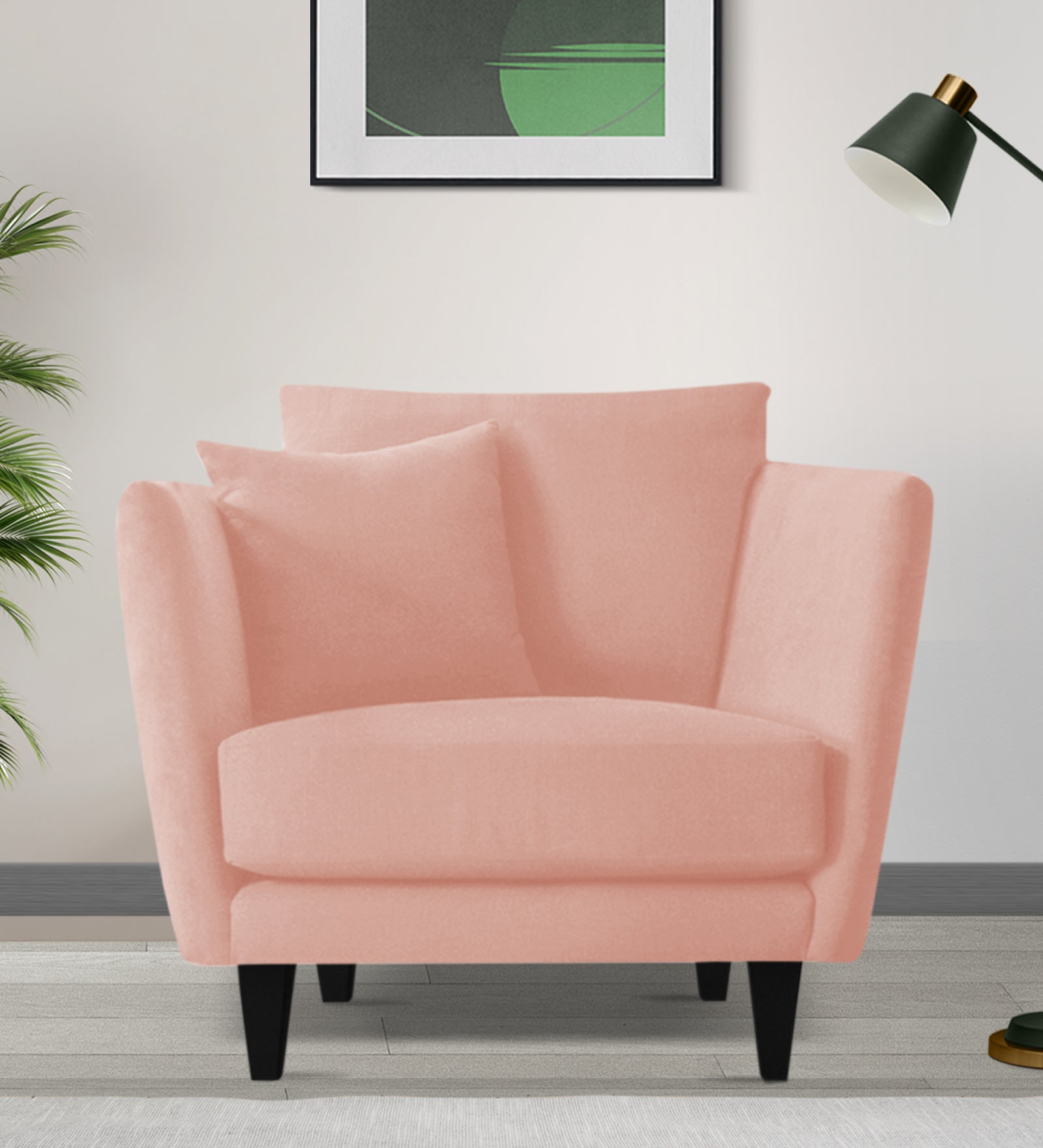 Norway Velvet 1 Seater Sofa In Blush Pink Colour - Febonic Living