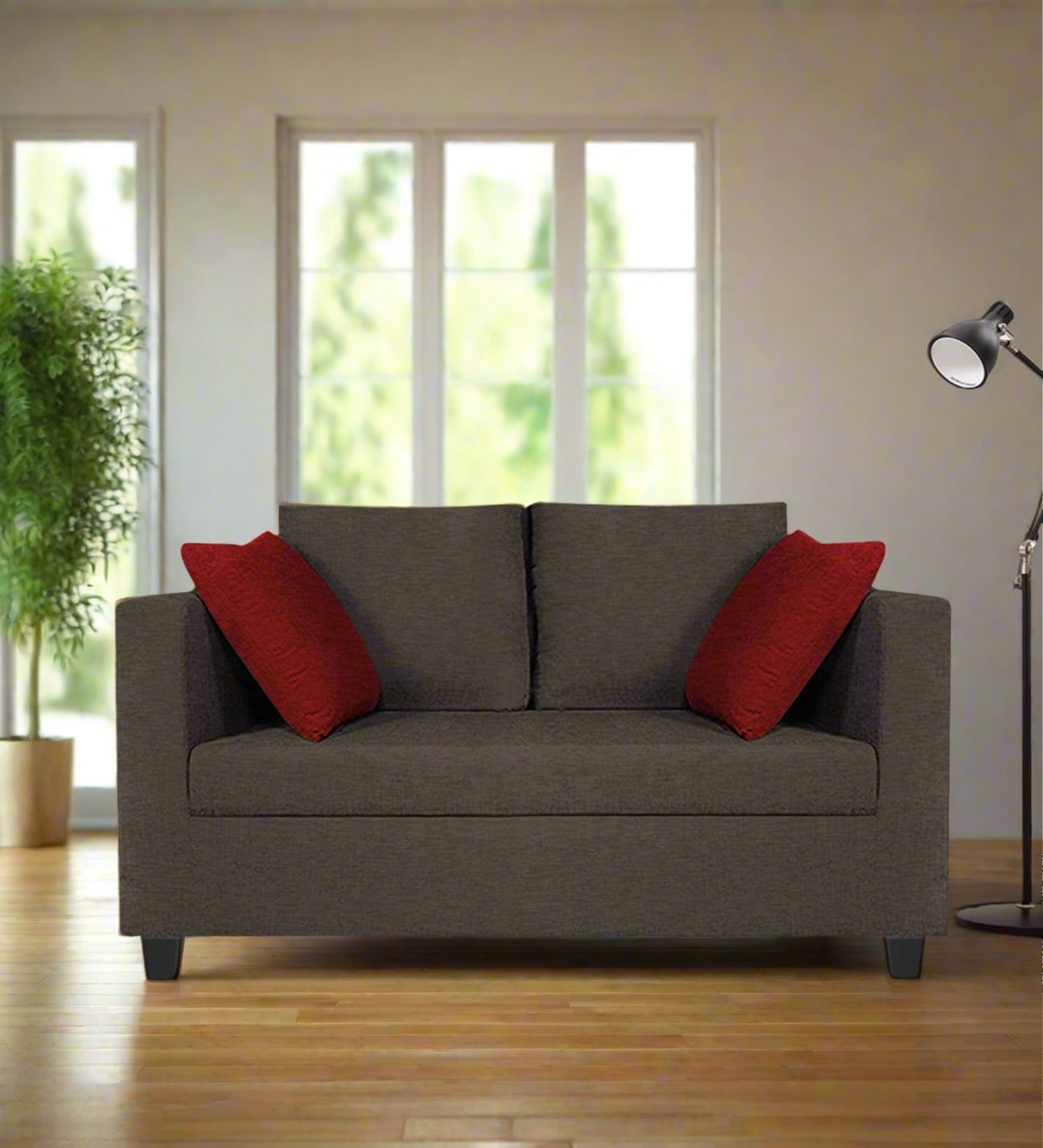 Nuska Fabric 2 Seater Sofa In Caspa Brown Colour - Febonic Living