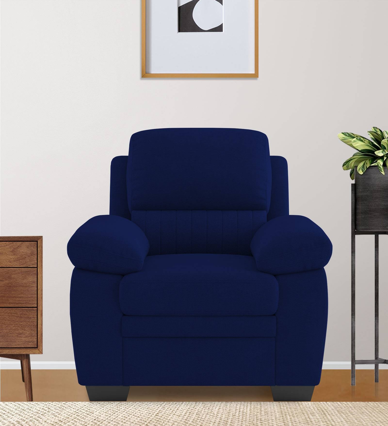 Miranda Velvet 1 Seater Sofa In Dark Blue Colour - Febonic Living