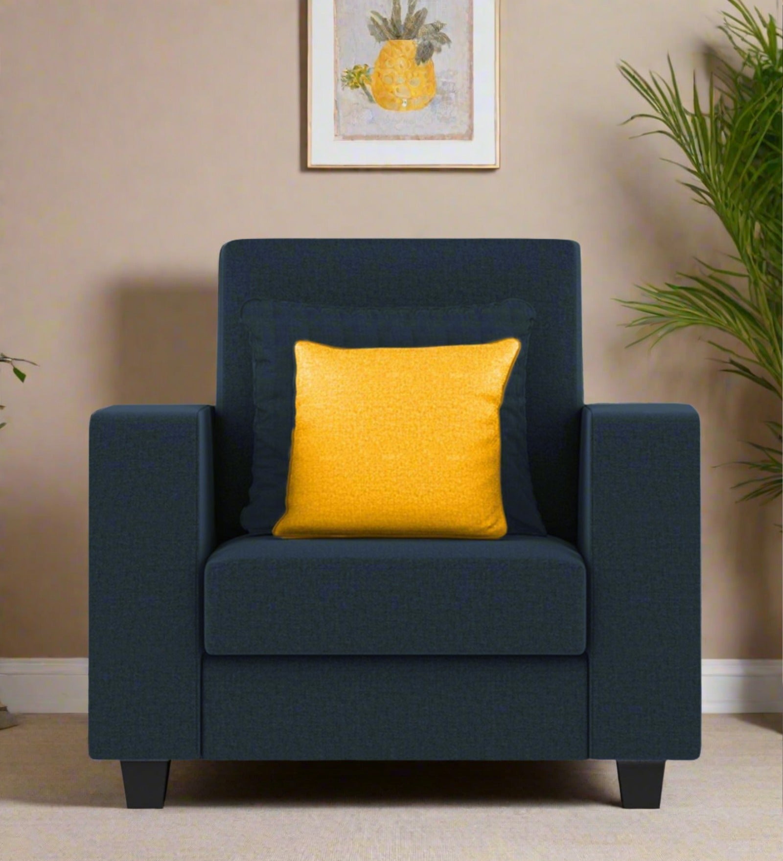 Nabi Fabric 1 Seater Sofa In Denim Blue Colour - Febonic Living