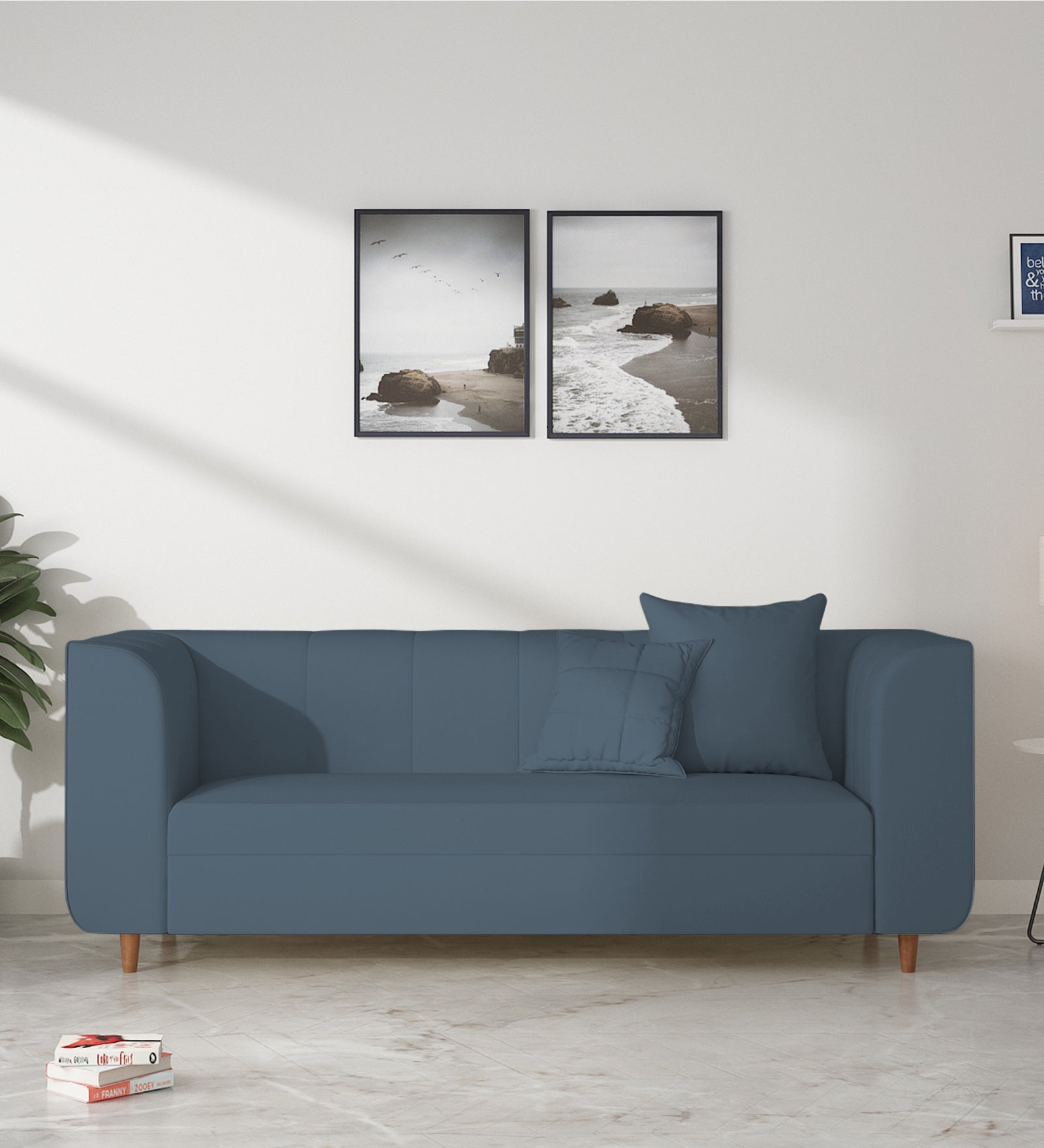 Sumo Velvet 3 Seater Sofa In Oxford Blue Colour - Febonic Living
