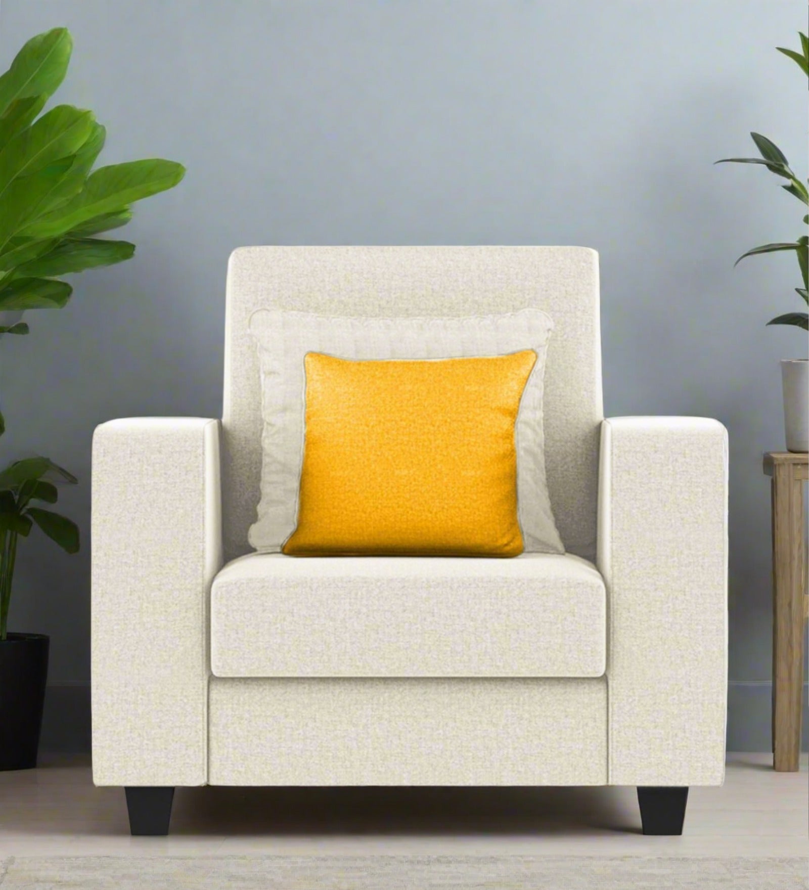 Nabi Fabric 1 Seater Sofa In Ivory cream Colour - Febonic Living