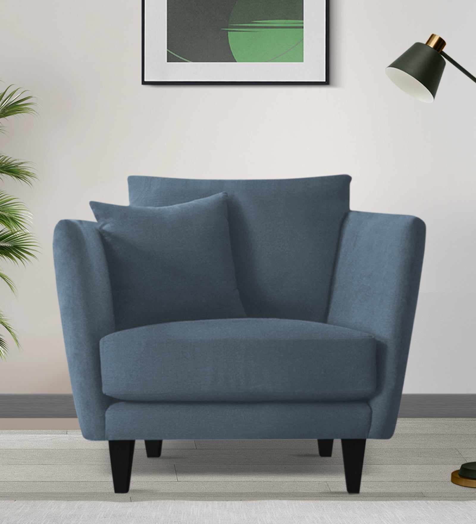 Norway Velvet 1 Seater Sofa In Oxford Blue Colour - Febonic Living