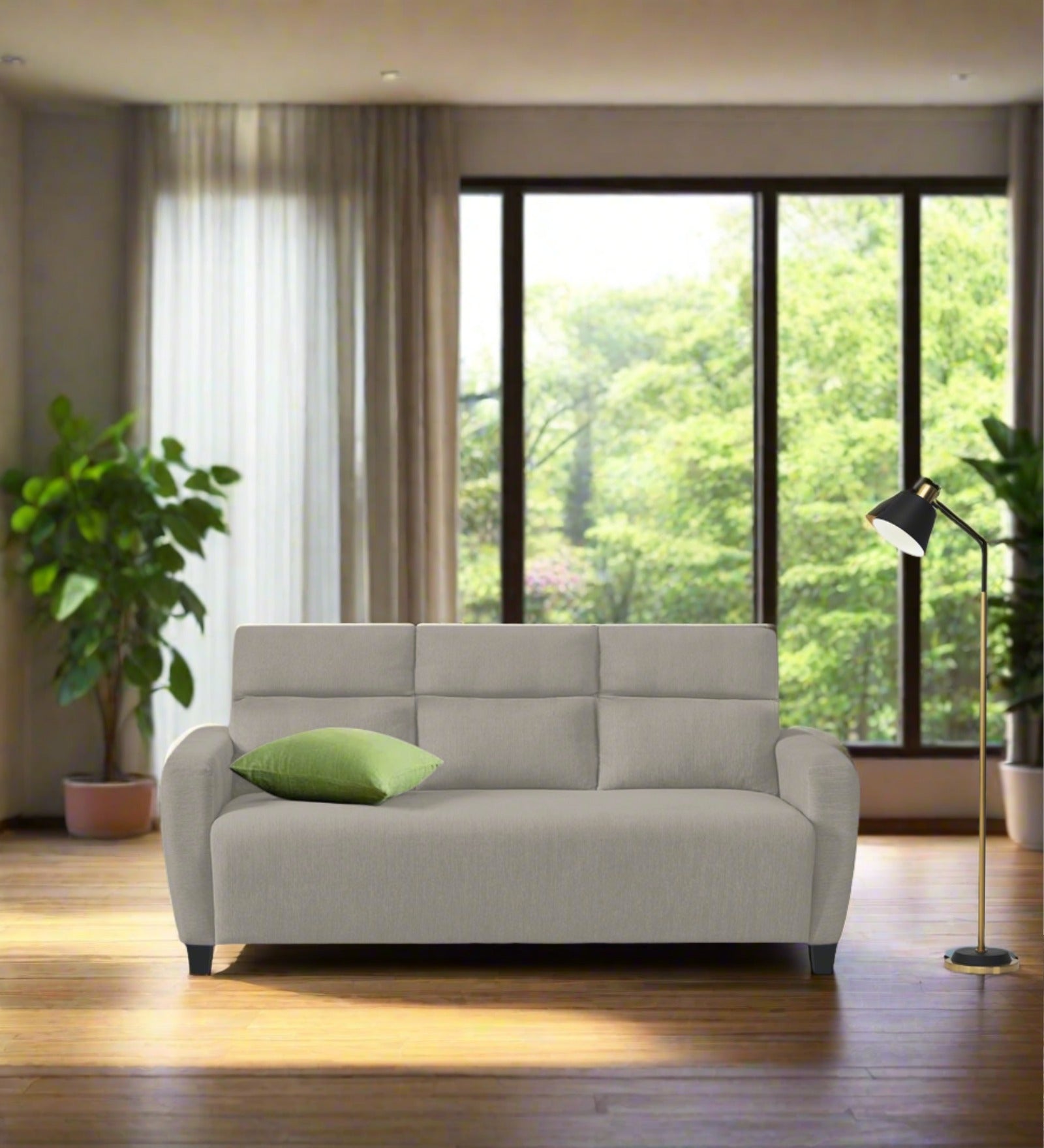 Bakadi Fabric 3 Seater Sofa In Ash Grey Colour - Febonic Living