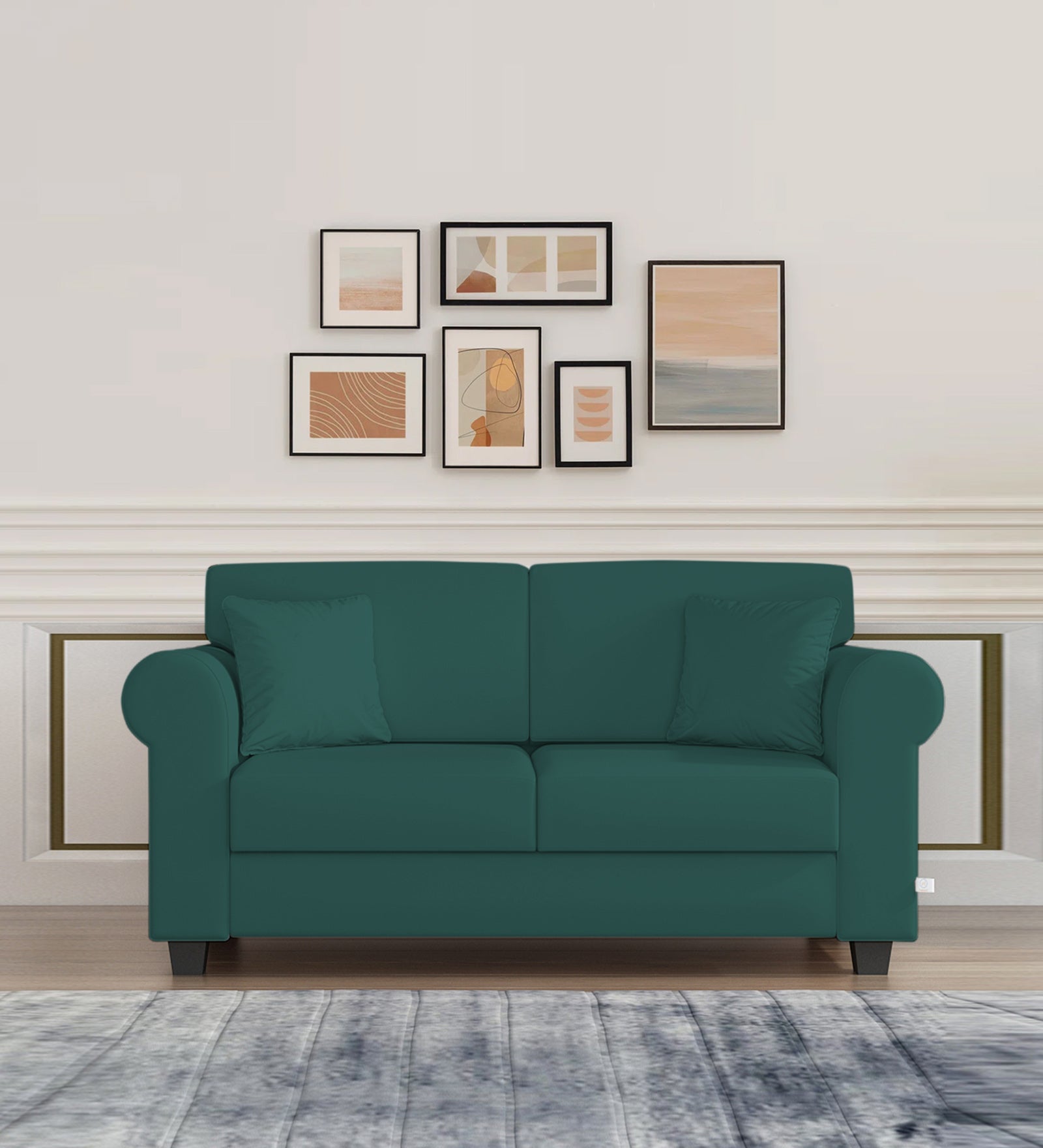 Numonk Velvet 2 Seater Sofa In Pine green Colour - Febonic Living