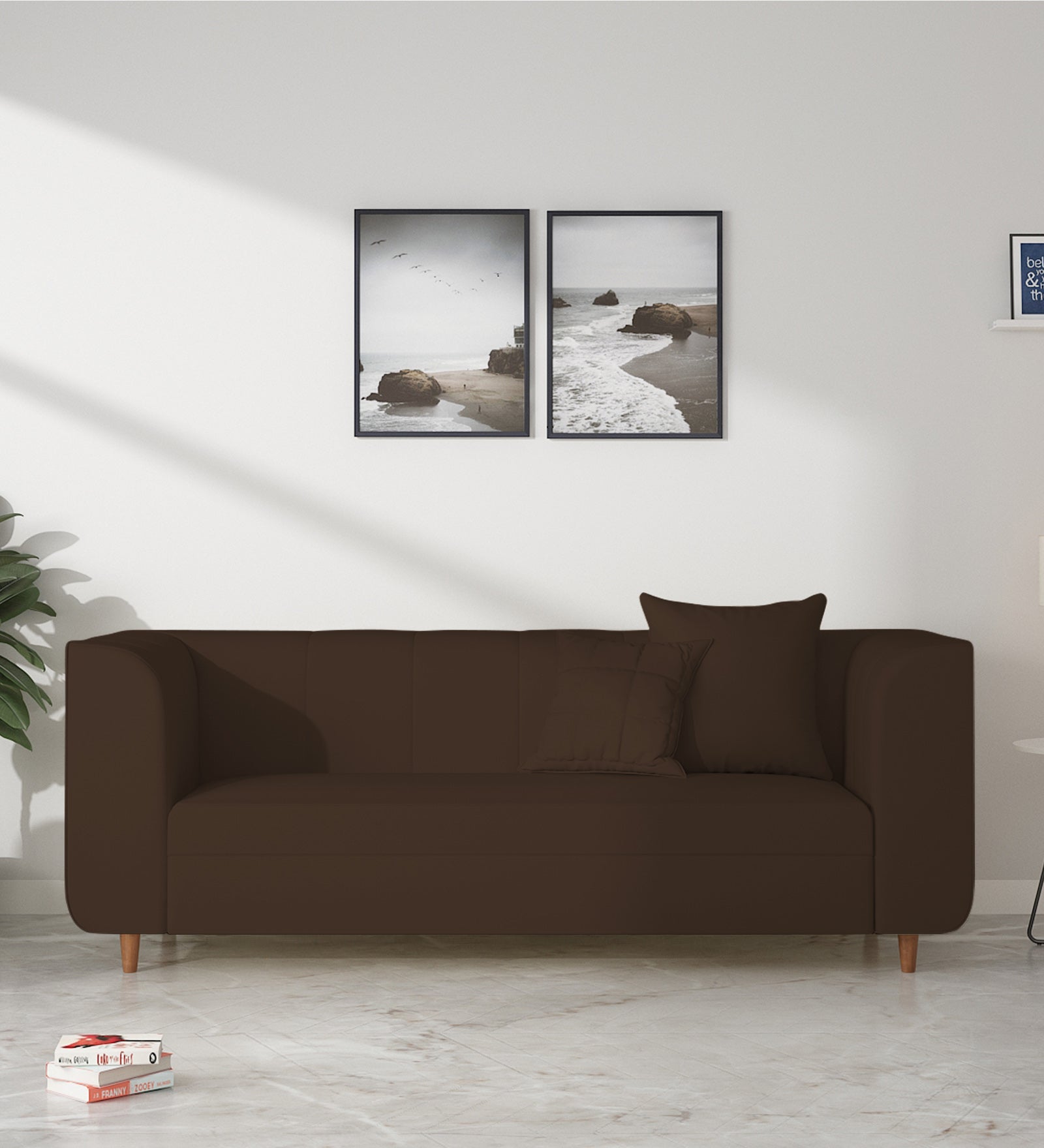Sumo Velvet 3 Seater Sofa In Chocolate Brown Colour - Febonic Living