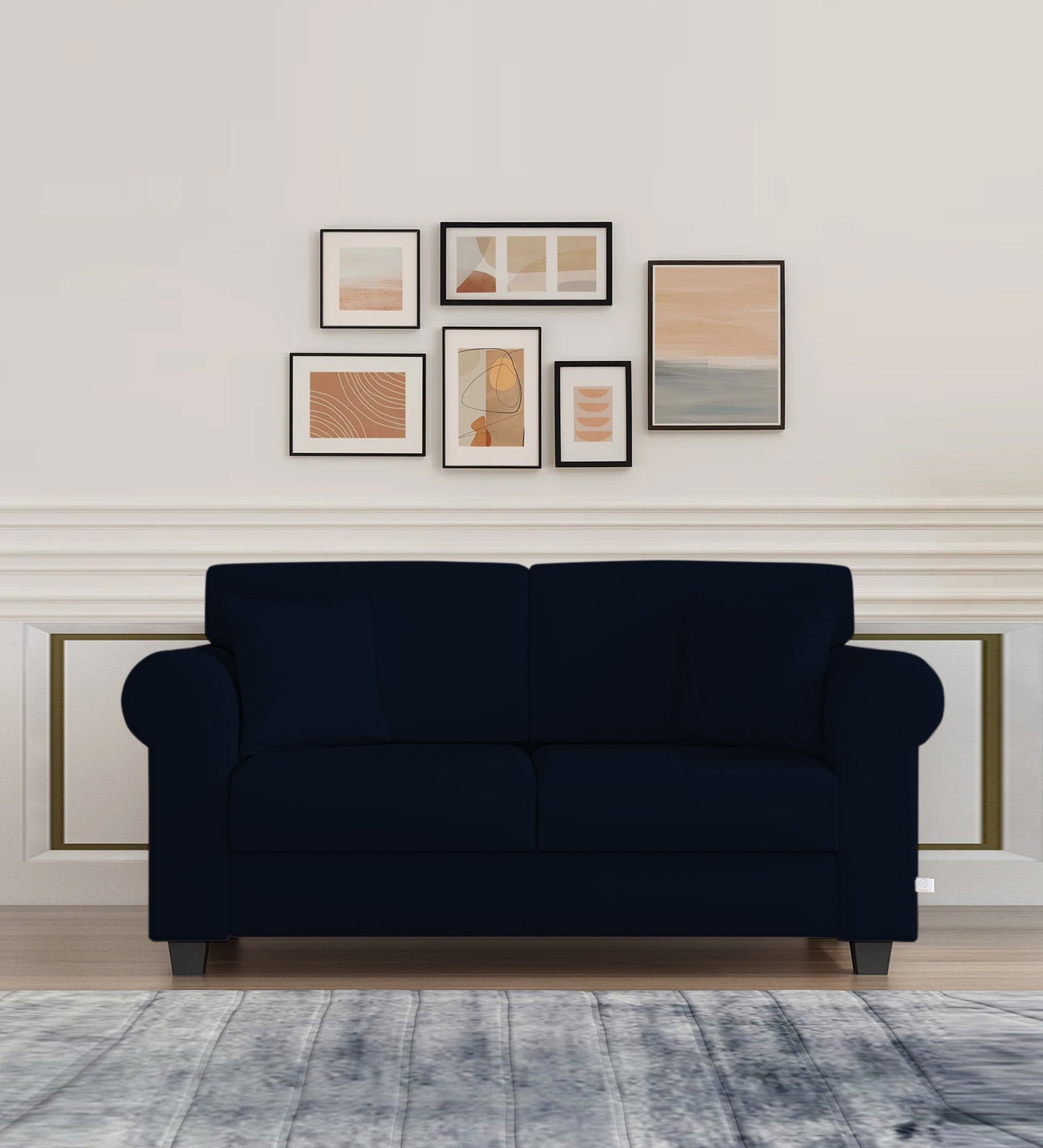 Numonk Velvet 2 Seater Sofa In Dark Blue Colour - Febonic Living