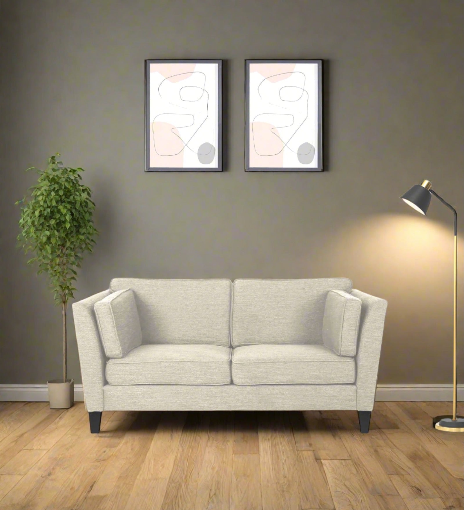 Nigar Fabric 2 Seater Sofa In Ivory Cream Colour - Febonic Living