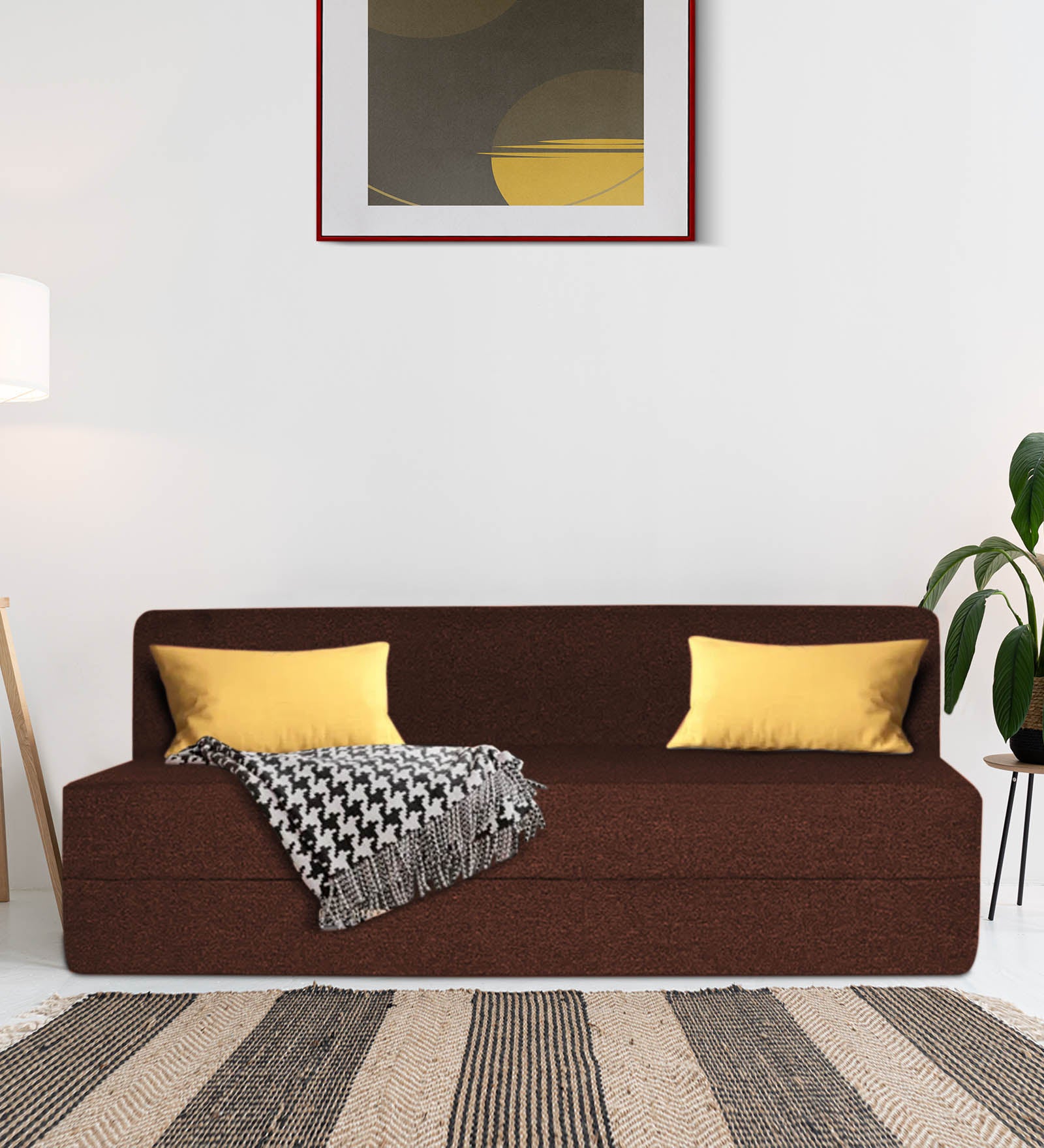 Fleepy Fabric 3 Seater Futon Sofa Cum Bed in Coffee Brown Colour