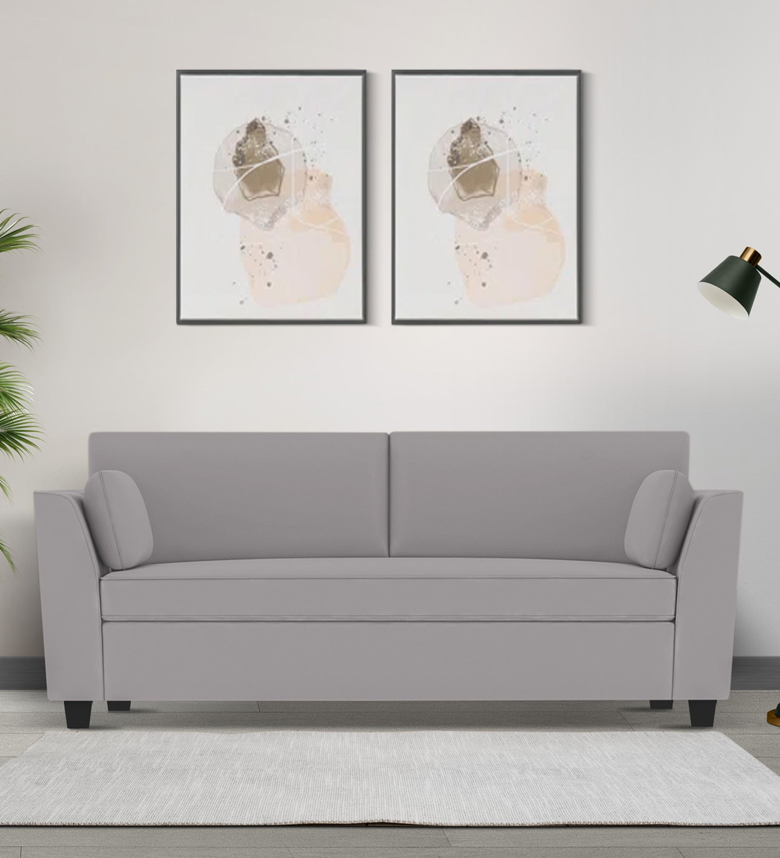Bristo Velvet 3 Seater Sofa In Concrete Grey Colour - Febonic Living