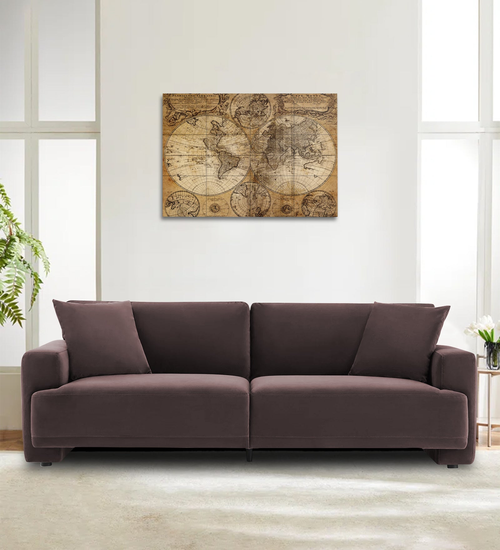 Kosta Velvet Seater Sofa In Mocha Brown Colour - Main Image