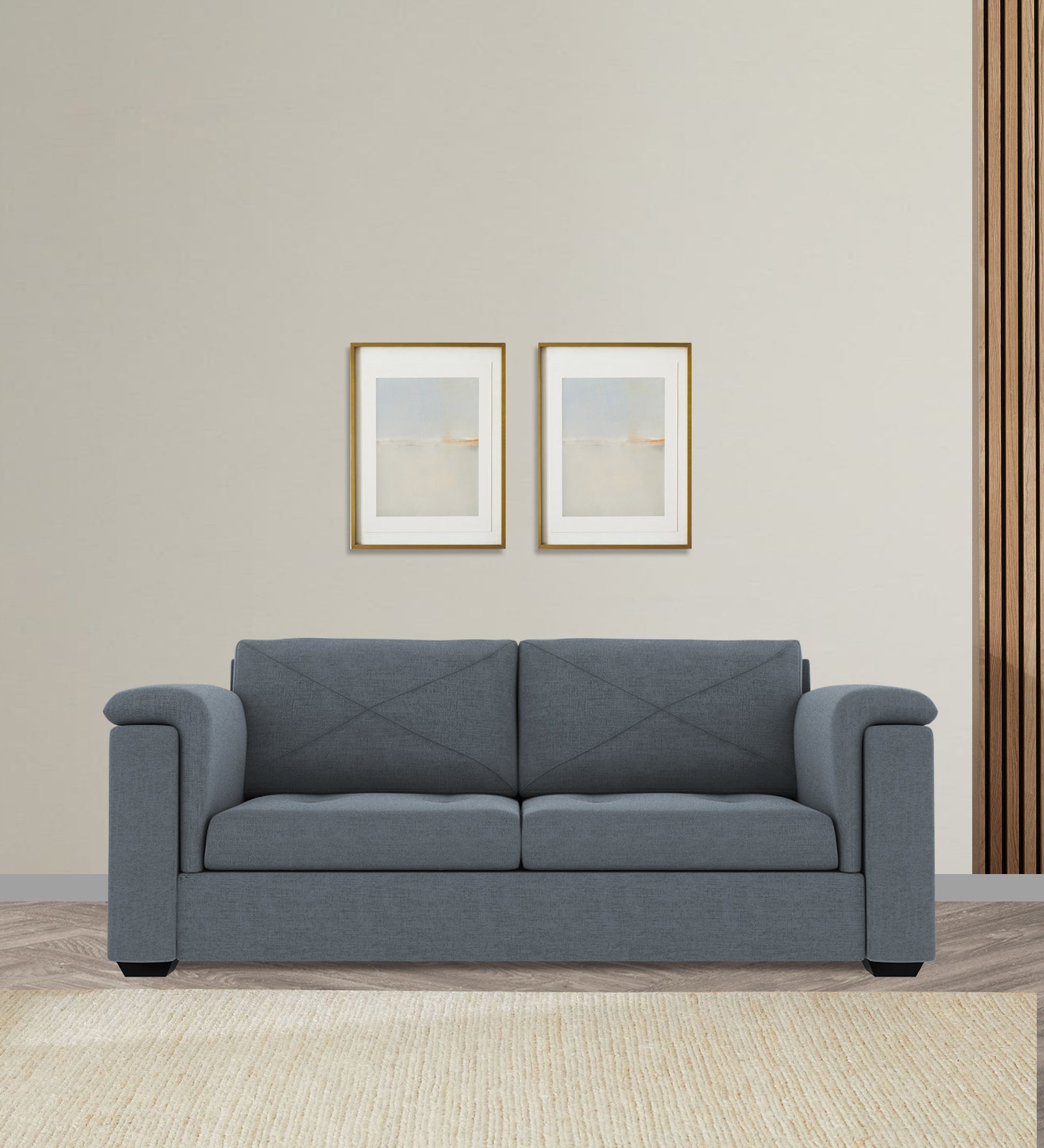 Andres Fabric 3 Seater Sofa In Indigo Blue Colour - Febonic Living