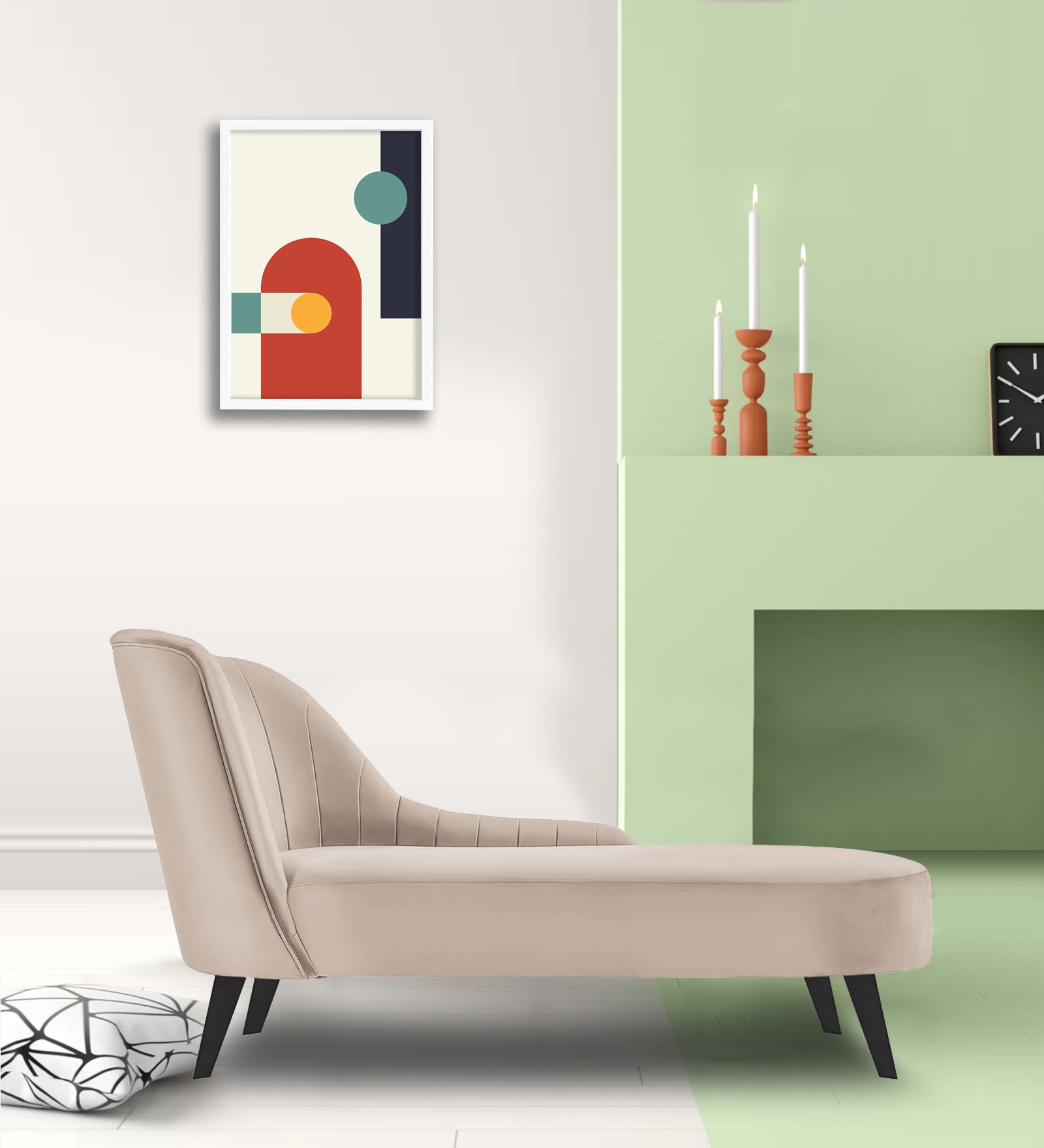 Flora Velvet RHS Chaise Lounger In Camel Beige Colour - Febonic Living