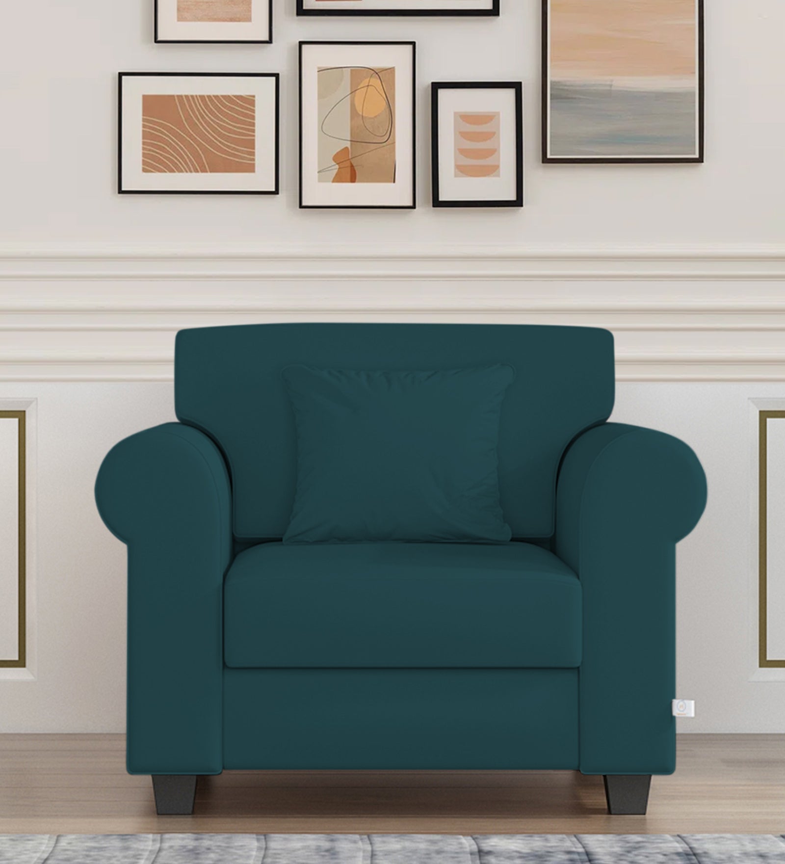 Numonk Velvet 1 Seater Sofa In Arabian Green Colour - Febonic Living
