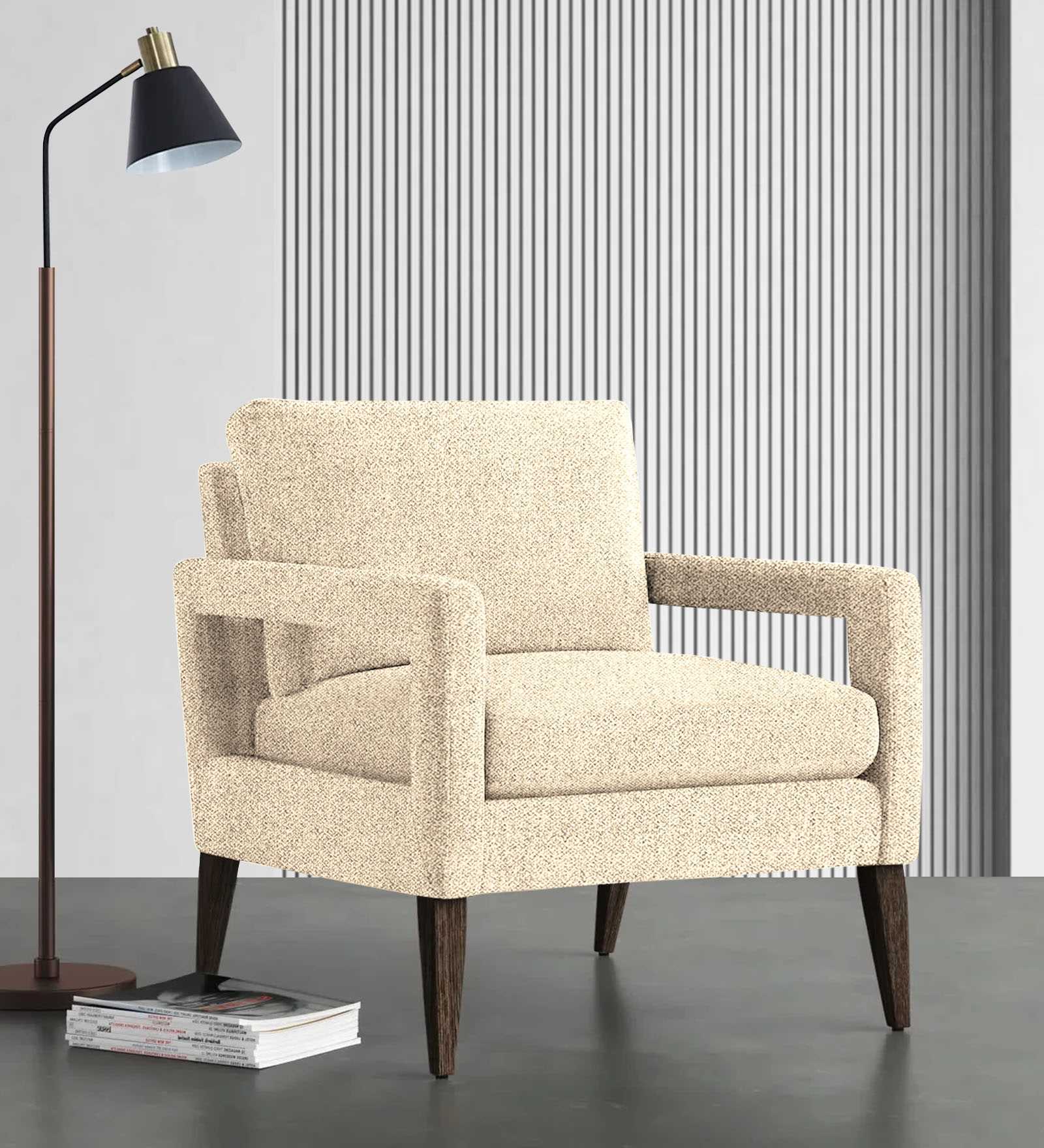 Olsen Fabric Arm Chair In Ivory Cream Colour - Febonic Living