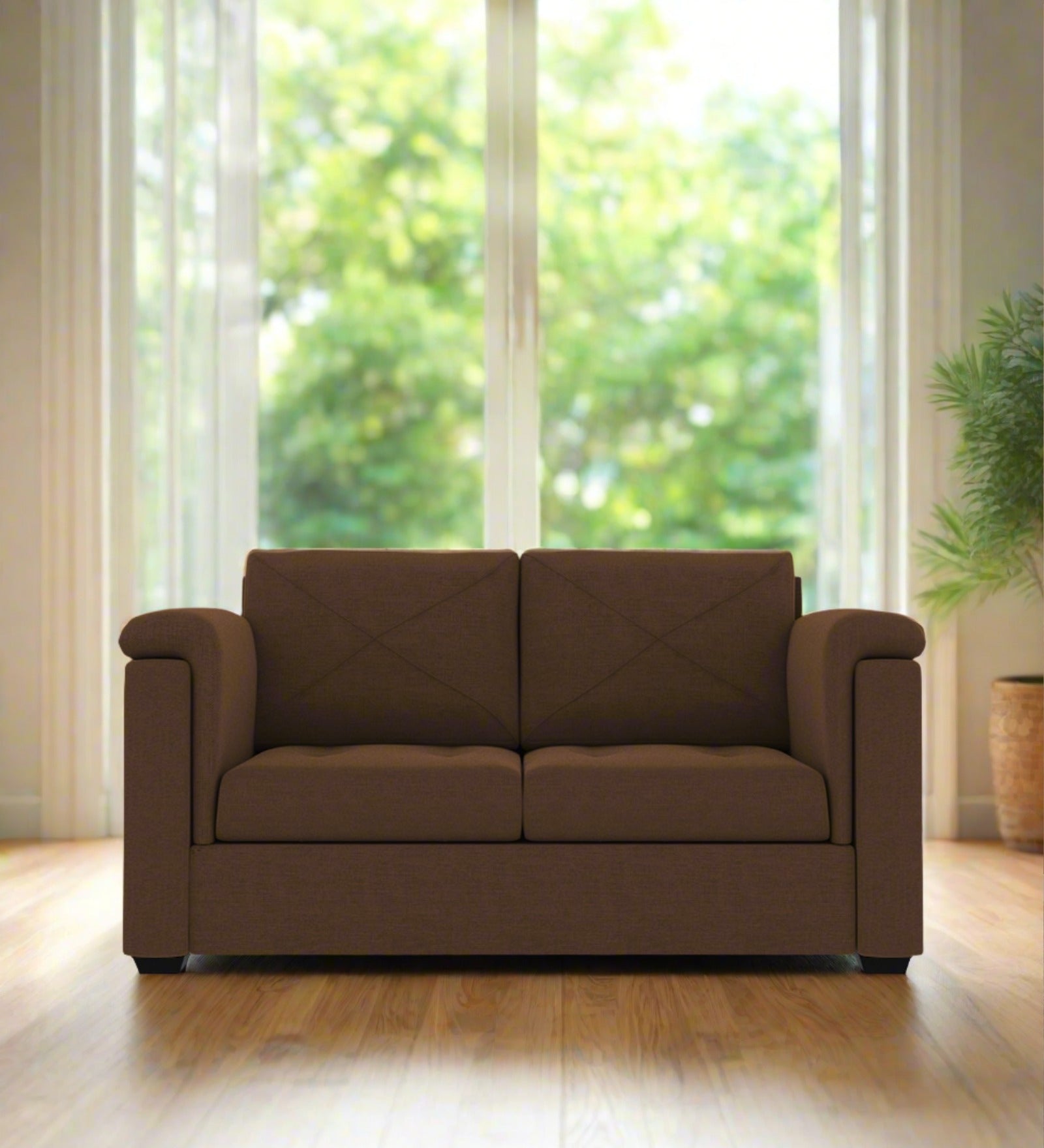 Andres Fabric 2 Seater Sofa In ChestNut Brown Colour - Febonic Living