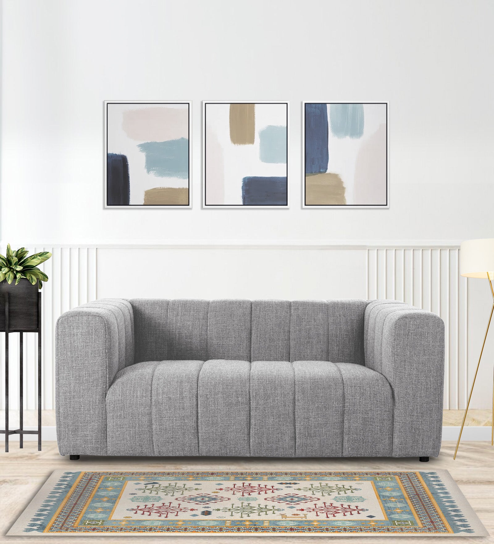 Lara Fabric 2 Seater Sofa In Lit Grey Colour - Febonic Living