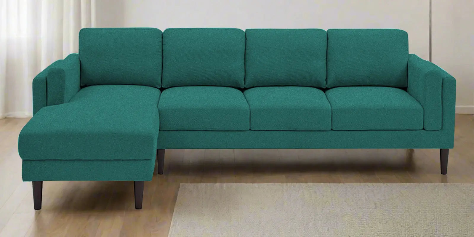 Creata Fabric RHS Sectional Sofa (3+Lounger) In Sea Green Colour Febonic Living