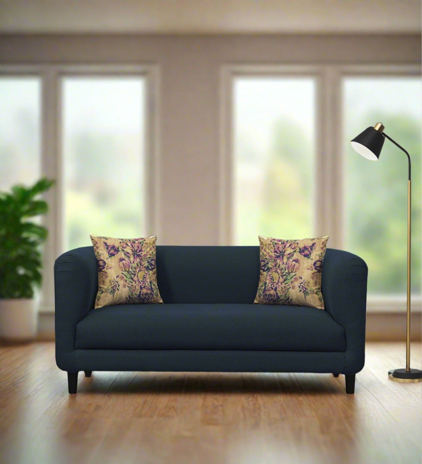 Niki Fabric 2 Seater Sofa In Denim Blue Colour - Febonic Living
