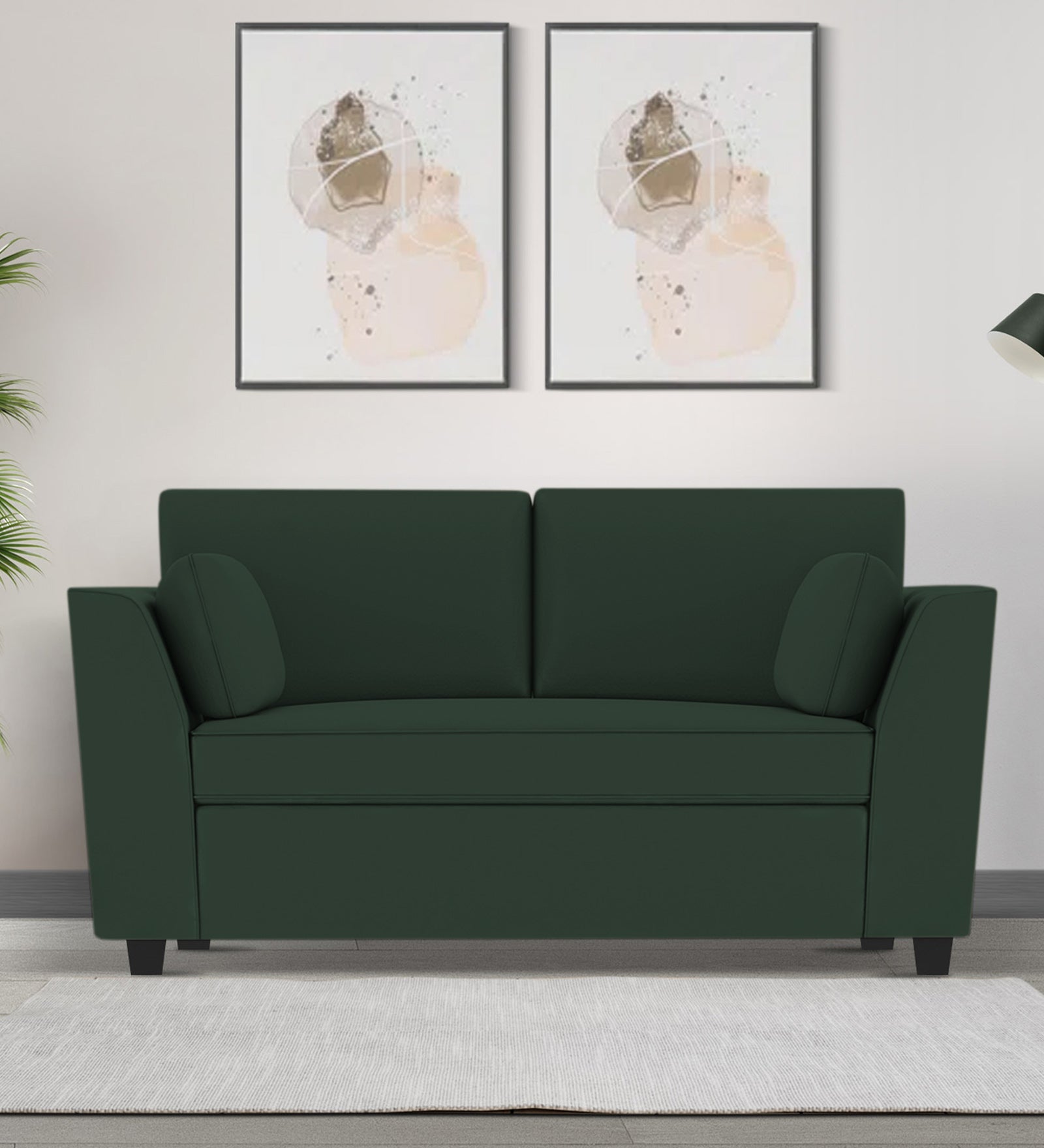 Bristo Velvet 2 Seater Sofa in Amazon Green Colour With Storage
