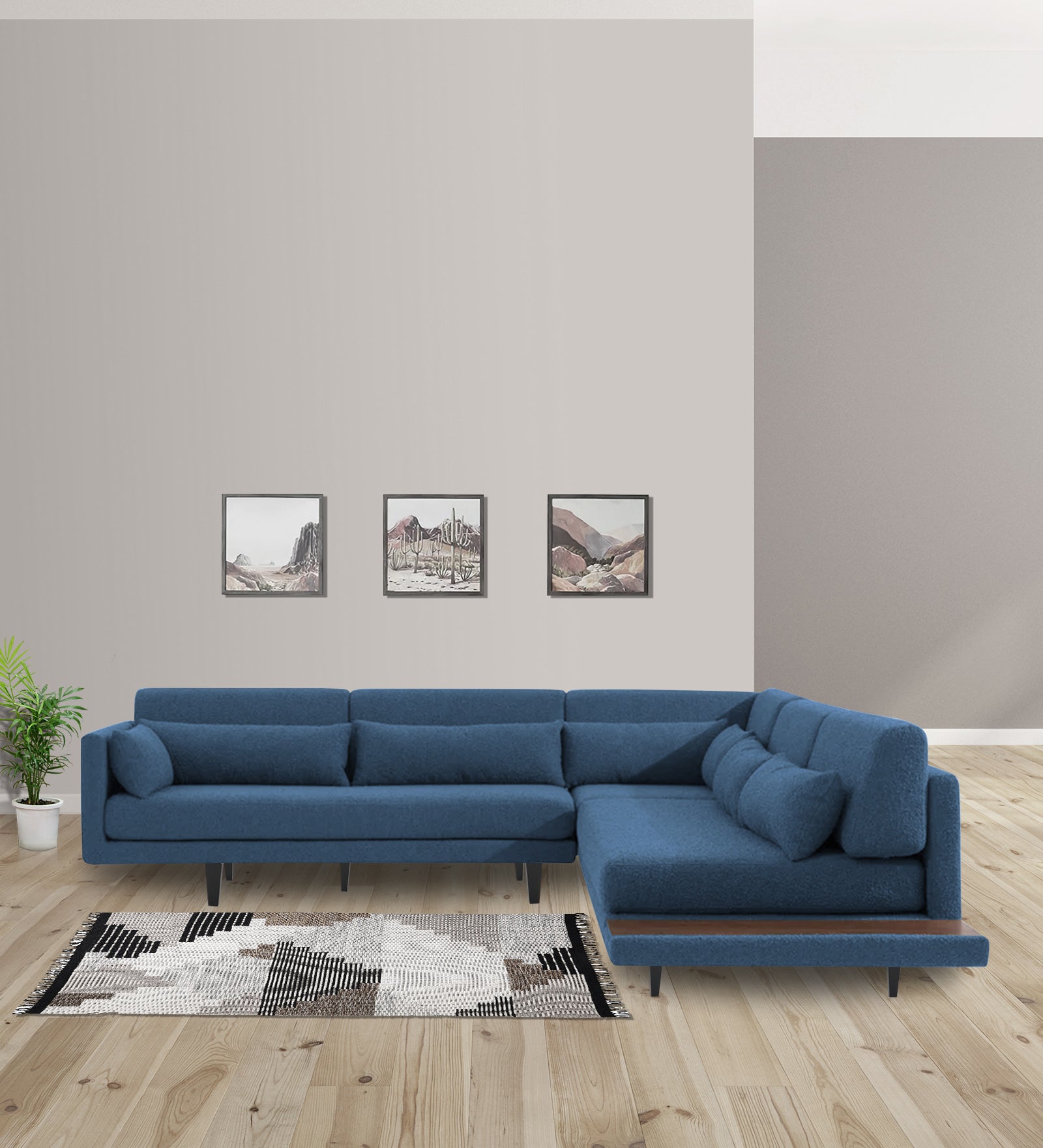 Malta Fabric 6 Seater LHS Corner Sofa In Light Blue Colour - Febonic Living