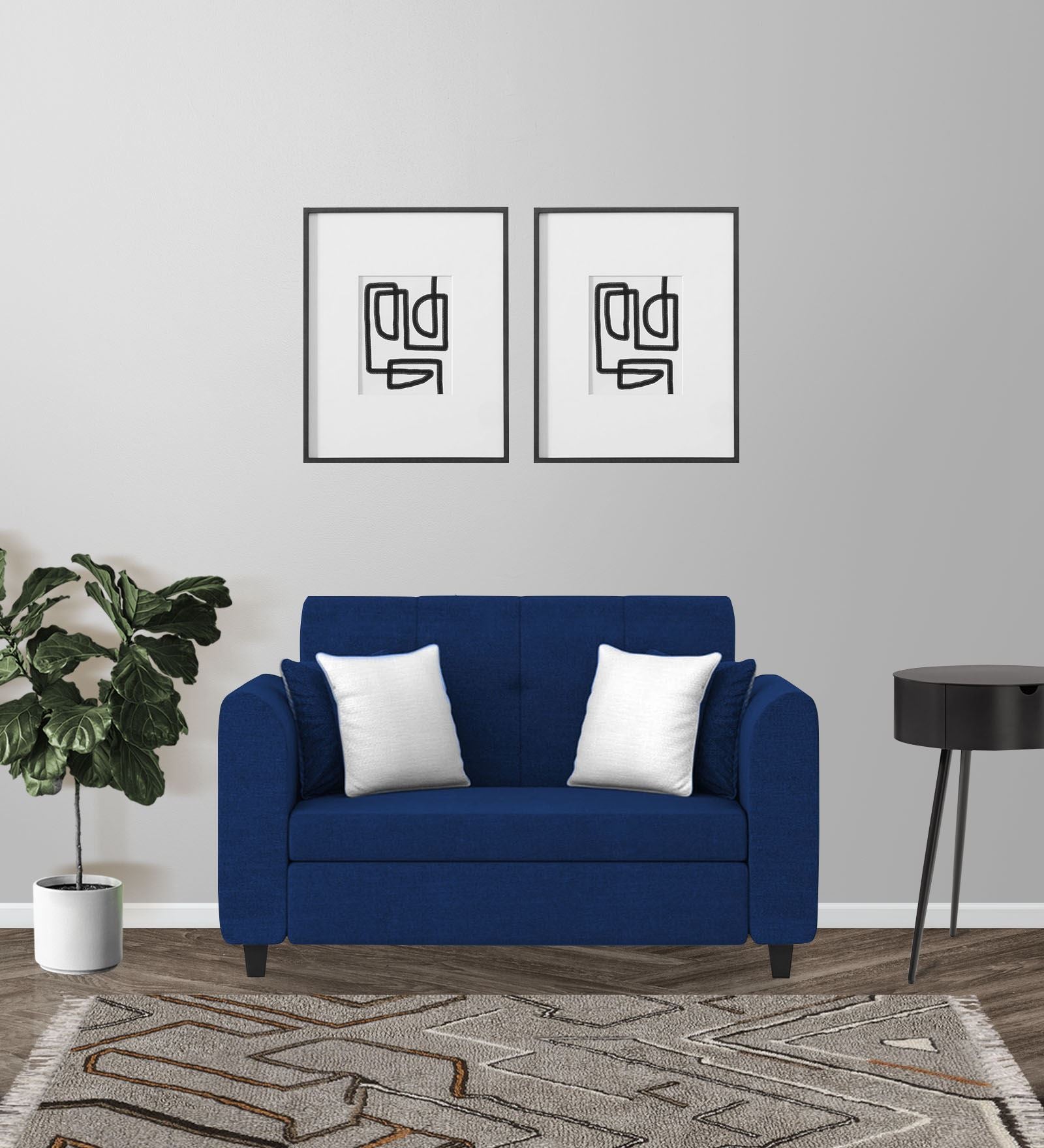 Denmark Fabric 2 Seater Sofa In Royal Blue Colour - Febonic Living