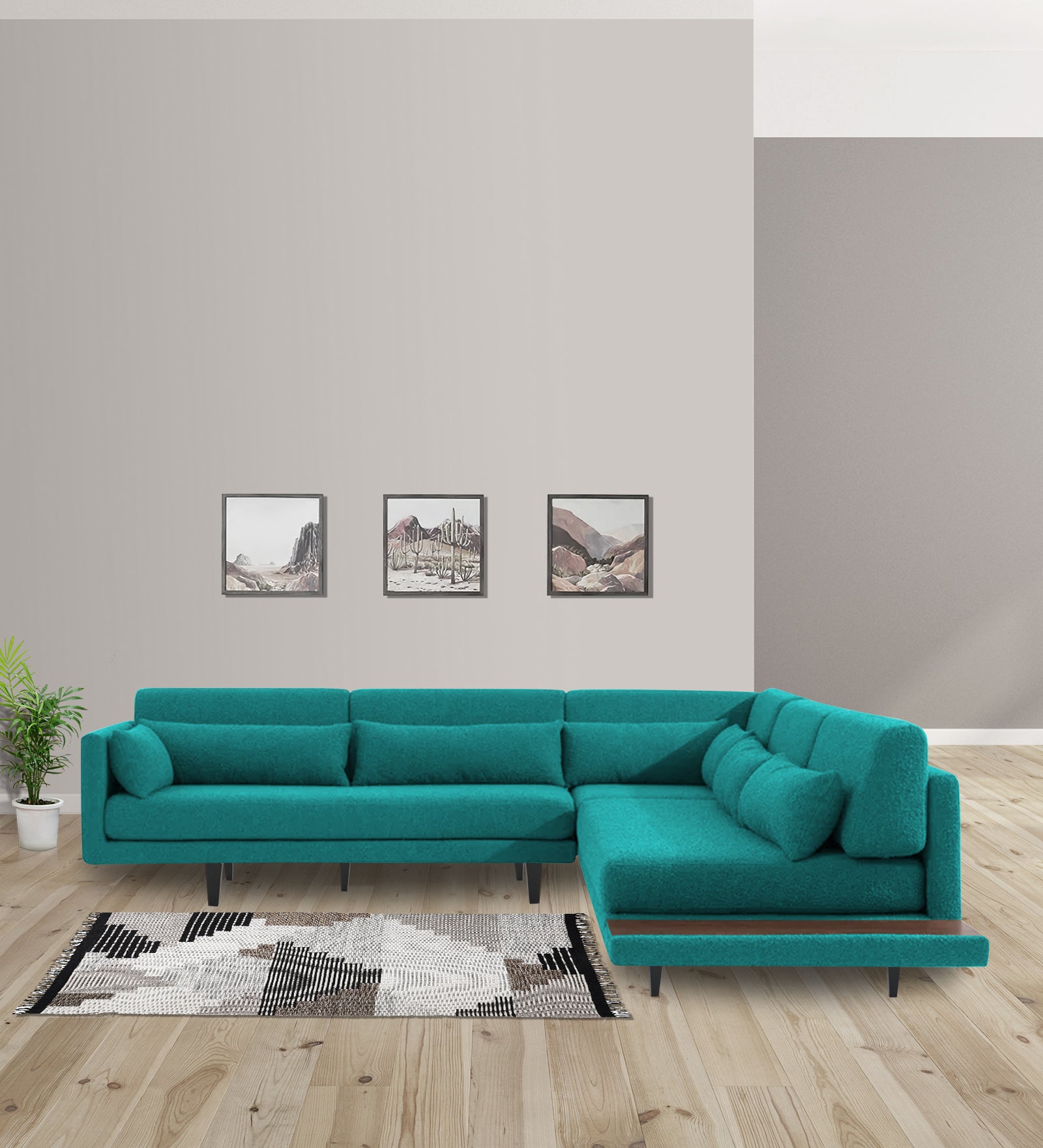 Malta Fabric 6 Seater LHS Corner Sofa In Sea Green Colour - Febonic Living