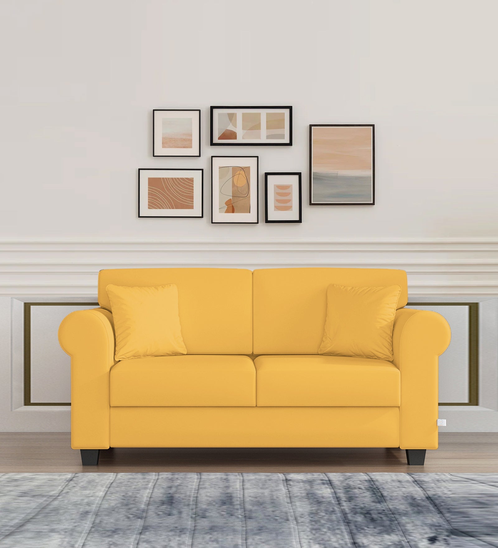 Numonk Velvet 2 Seater Sofa In Turmeric yellow Colour - Febonic Living