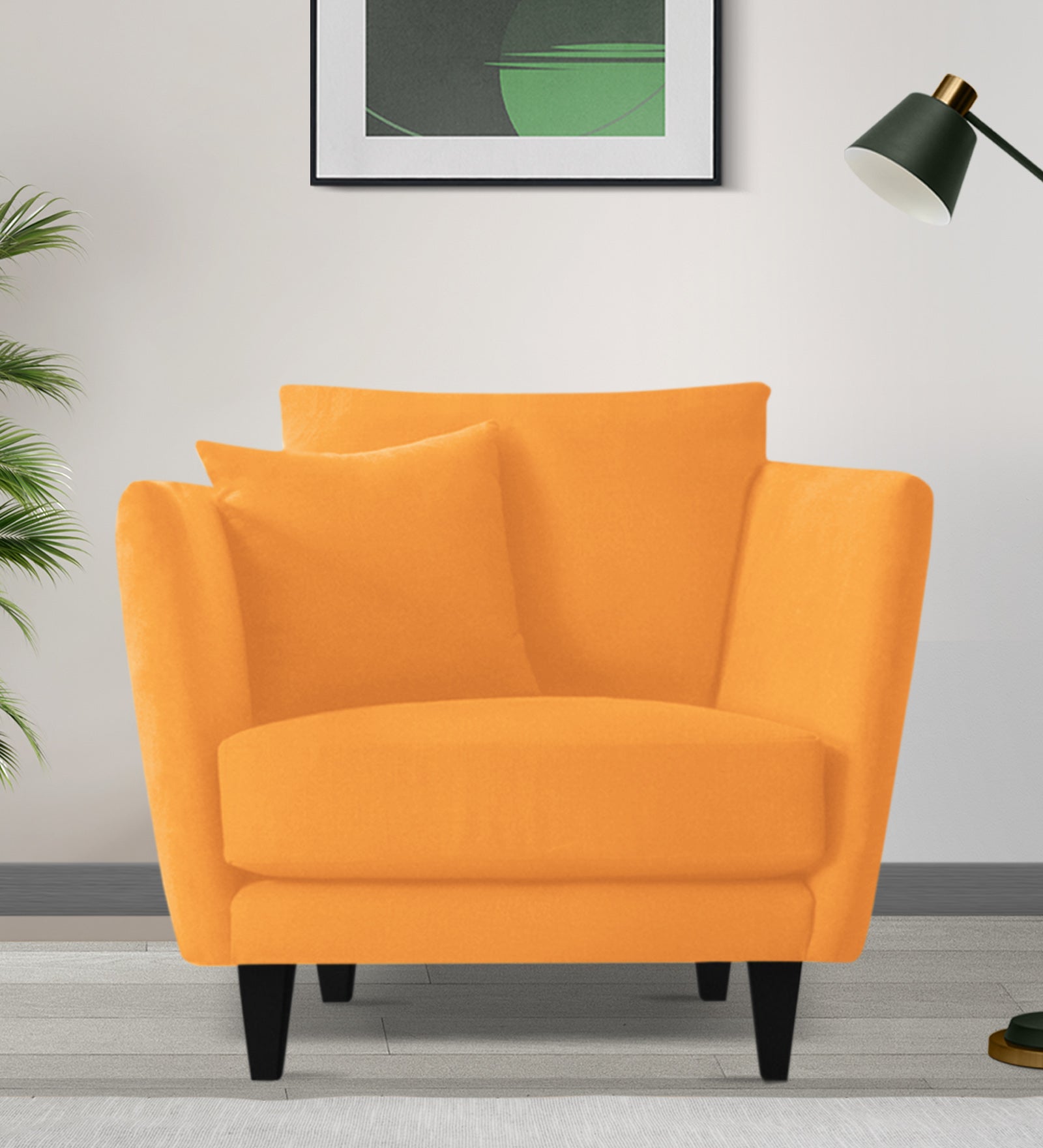 Norway Velvet 1 Seater Sofa In Tangerine Orange Colour - Febonic Living