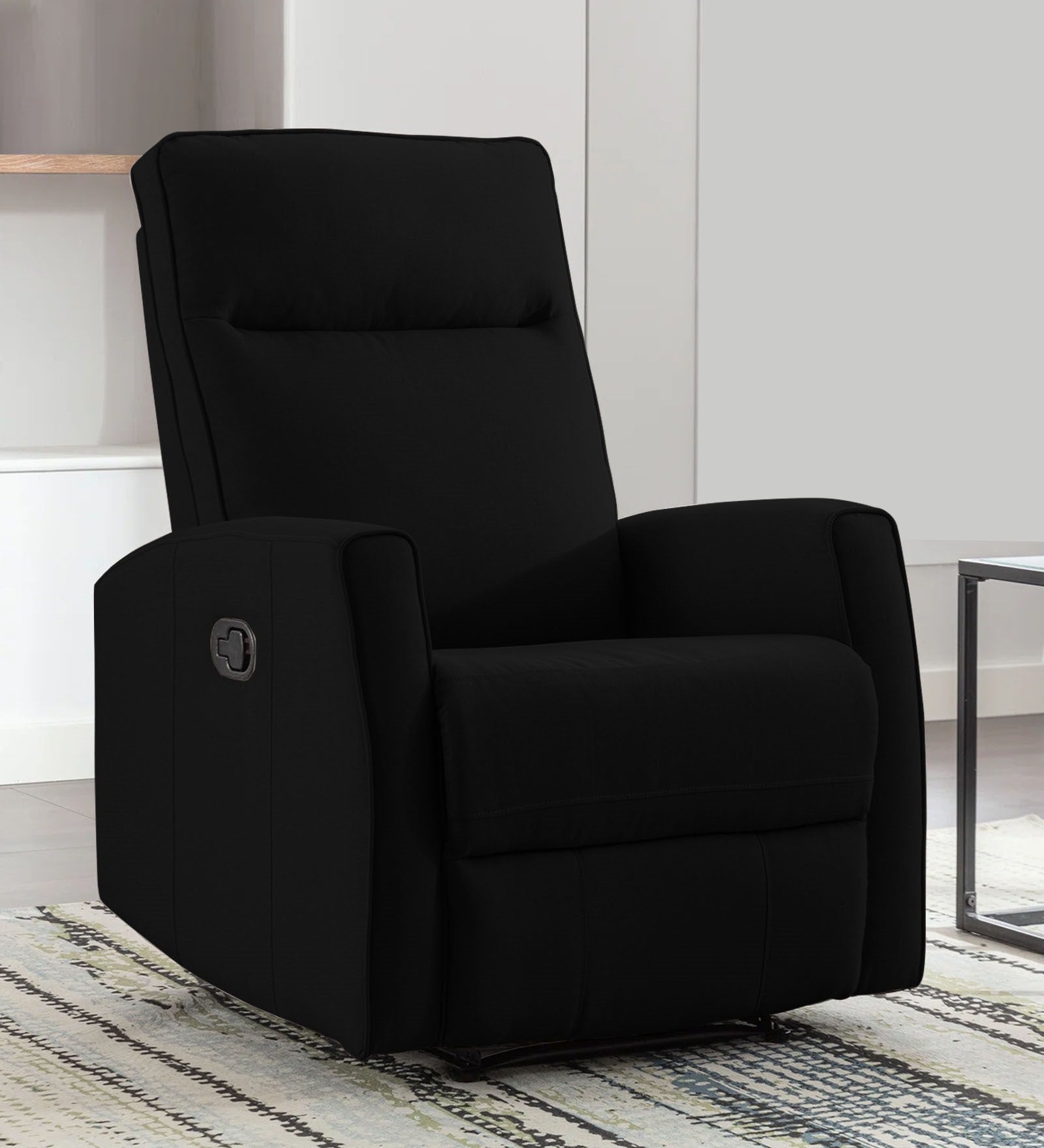 Logan Fabric 1 Seater Manual Recliner In Zed Black Colour - Febonic Living