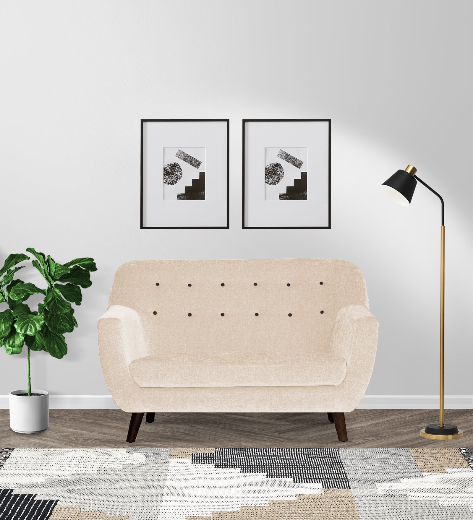 German Fabric 2 Seater Sofa In Woom Beige Colour - Febonic Living