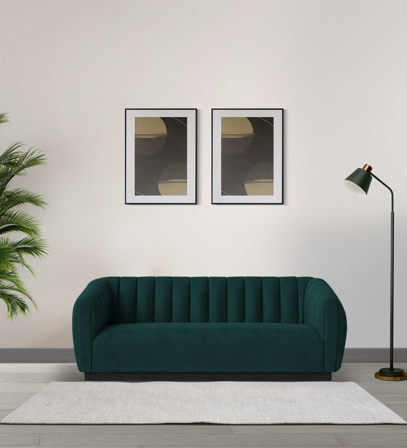 Ferry Velvet 3 Seater Sofa In Forest Green Colour - Febonic Living