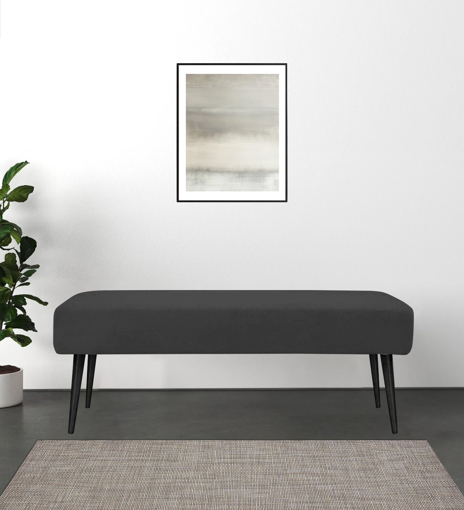 Orbit Fabric Bench In Charcoal Grey Colour - Febonic Living