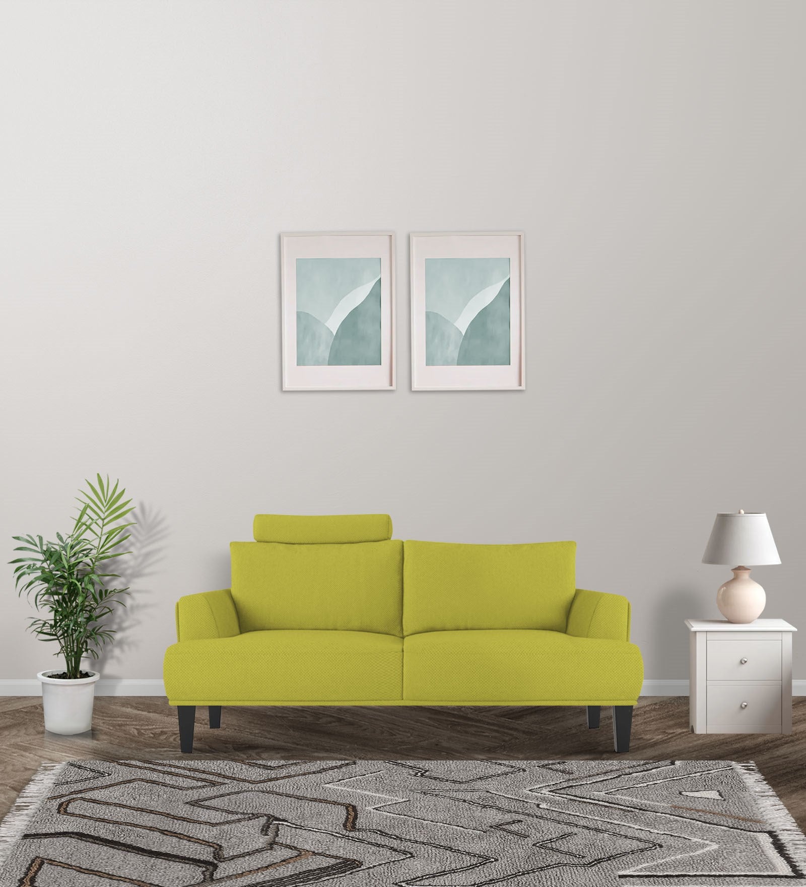 Como Fabric 2 Seater Sofa In Parrot Green Colour - Febonic Living