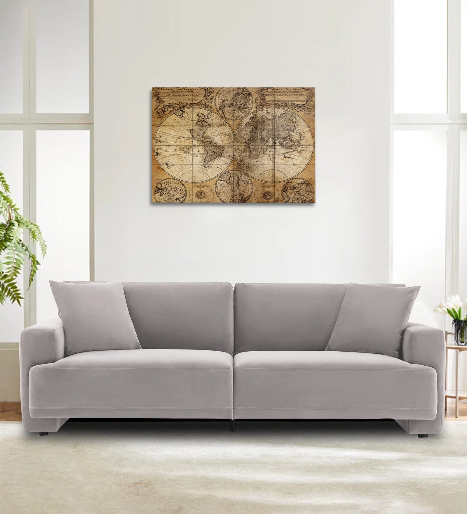 Kosta Velvet 3 Seater Sofa In Pearl Grey Colour - Febonic Living