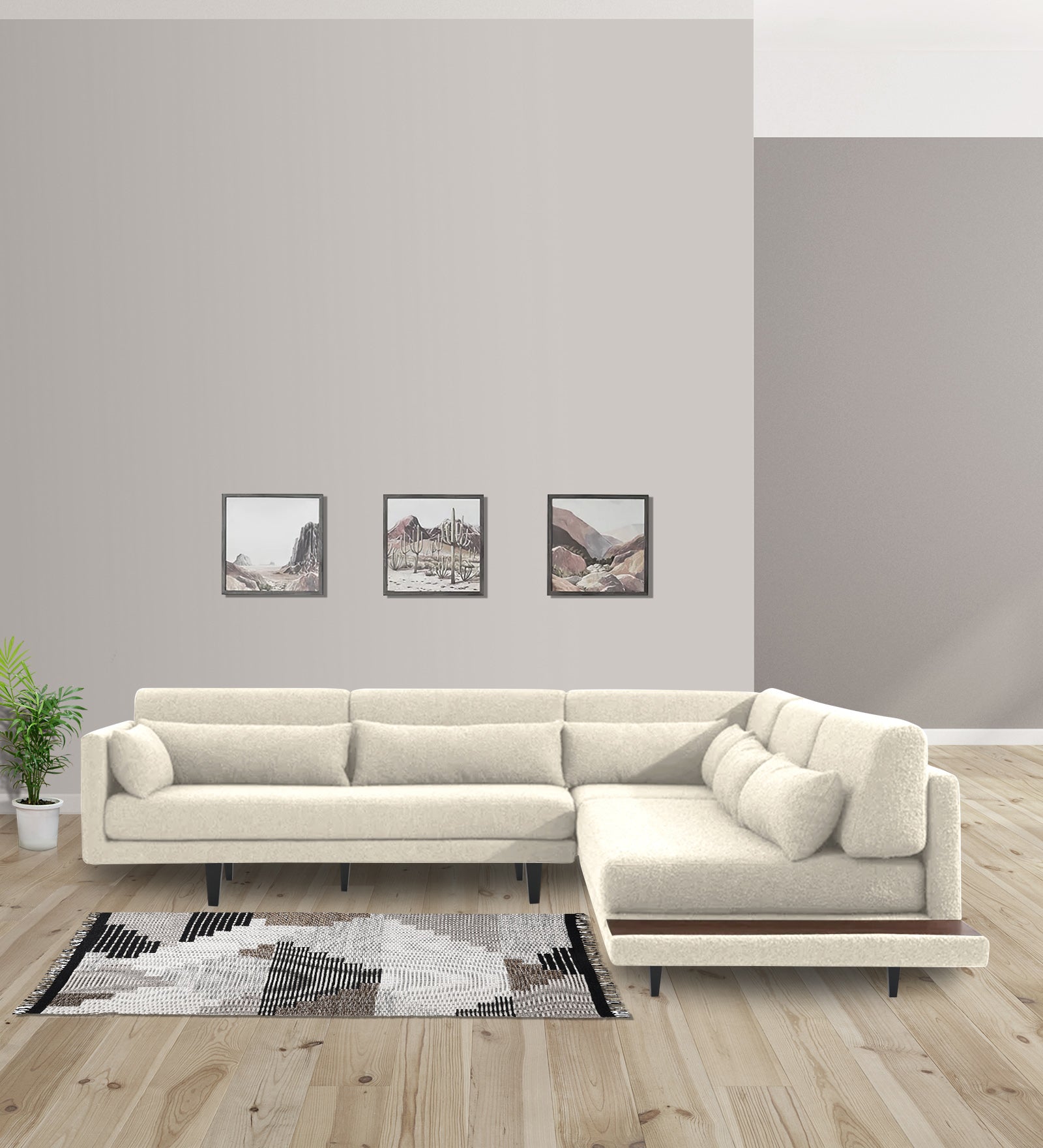 Malta Fabric 6 Seater LHS Corner Sofa In Ivory cream Colour - Febonic Living