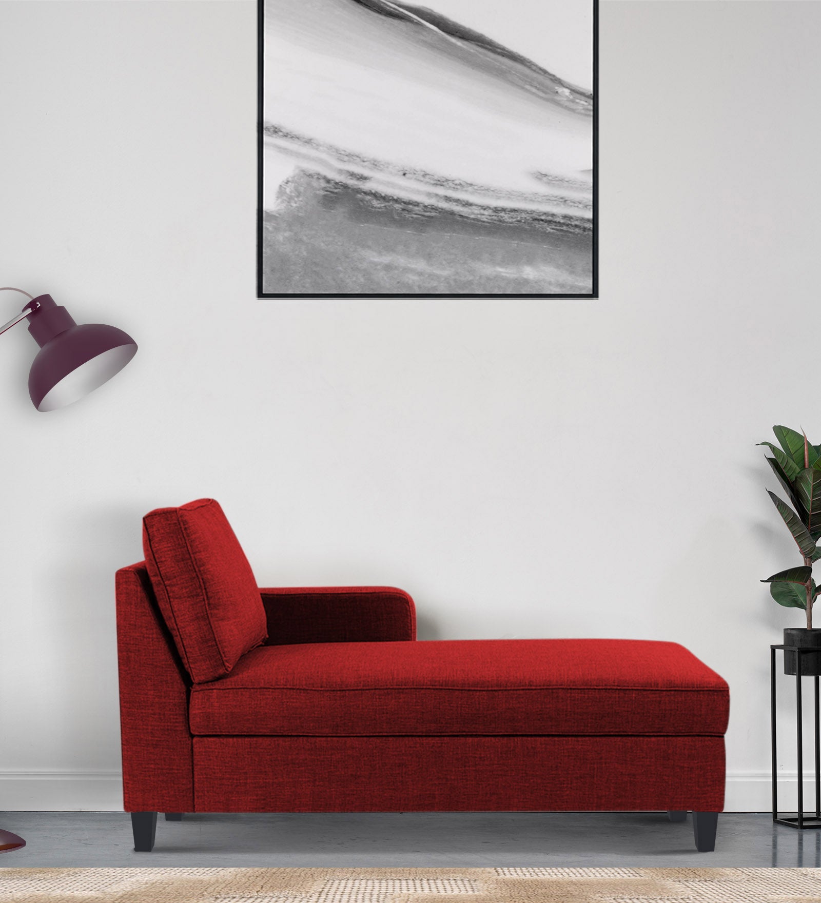 Harry Fabric RHS Chaise Lounger In Blood Maroon Colour - Febonic Living