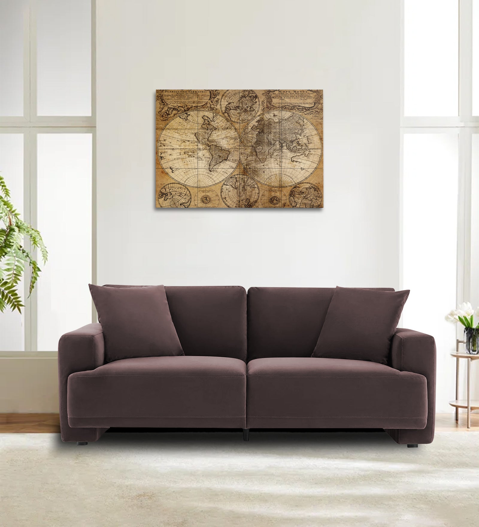 Kosta Velvet 2 Seater Sofa in Mocha Brown Colour