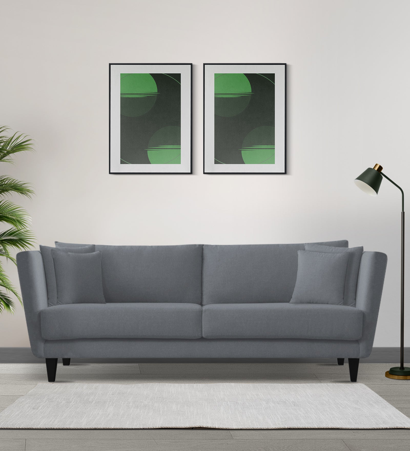 Norway Velvet 3 Seater Sofa In Pubble Grey Colour - Febonic Living