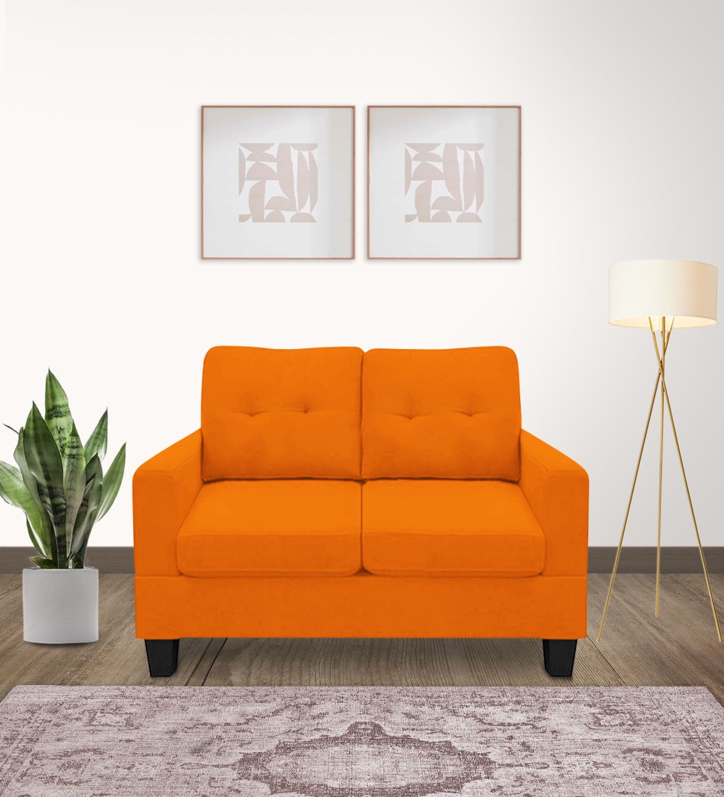 Thomas Fabric 2 Seater Sofa In Vivid Orange Colour - Febonic Living