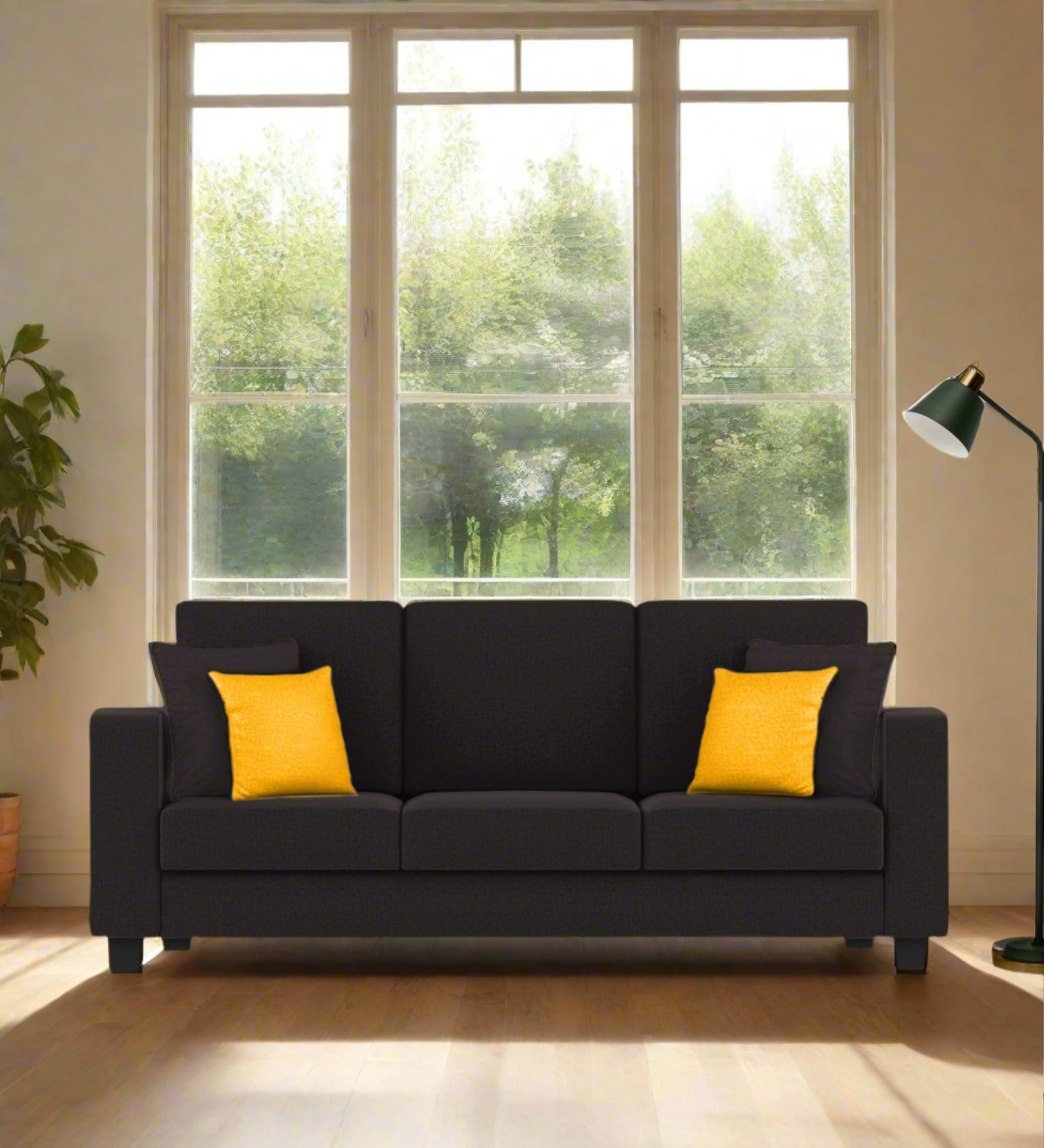 Nabi Fabric 3 Seater Sofa In Cara Brown Colour - Febonic Living