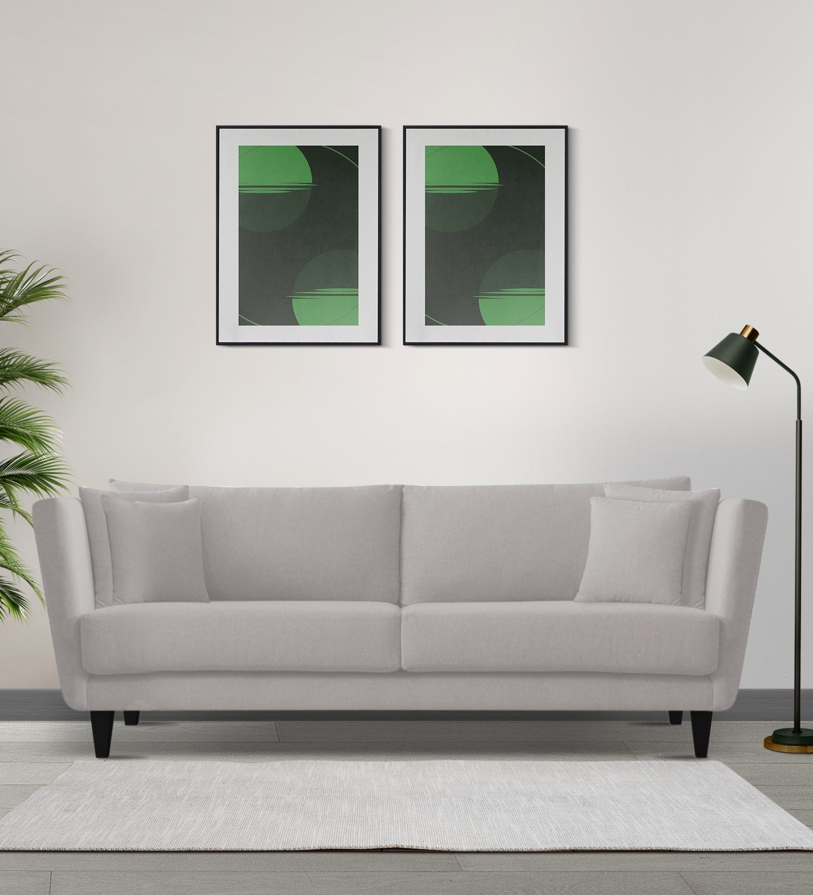 Norway Velvet 3 Seater Sofa In Concrete Grey Colour - Febonic Living