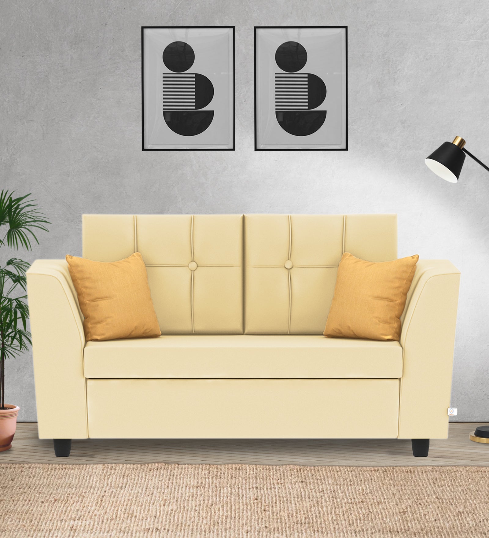 Nestin Velvet 2 Seater Sofa In Sandy Beige Colour - Febonic Living
