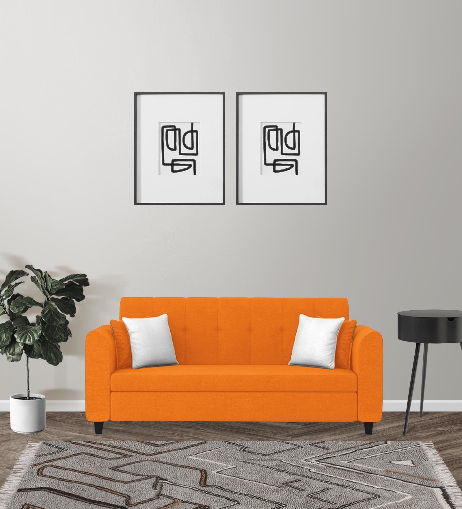 Denmark Fabric 3 Seater Sofa In Vivid Orange Colour - Febonic Living