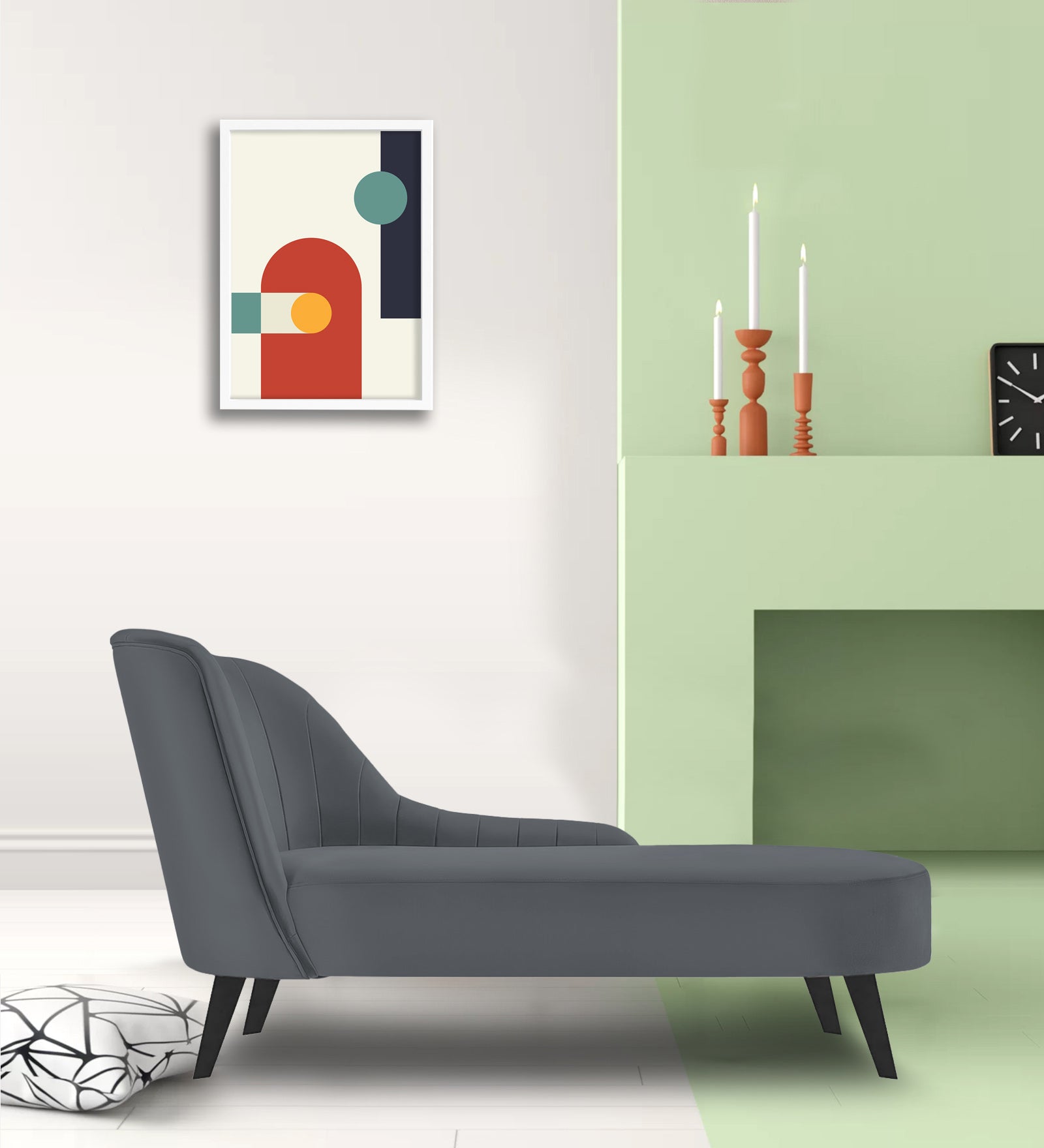 Flora Velvet RHS Chaise Lounger In Pubble Grey Colour - Febonic Living