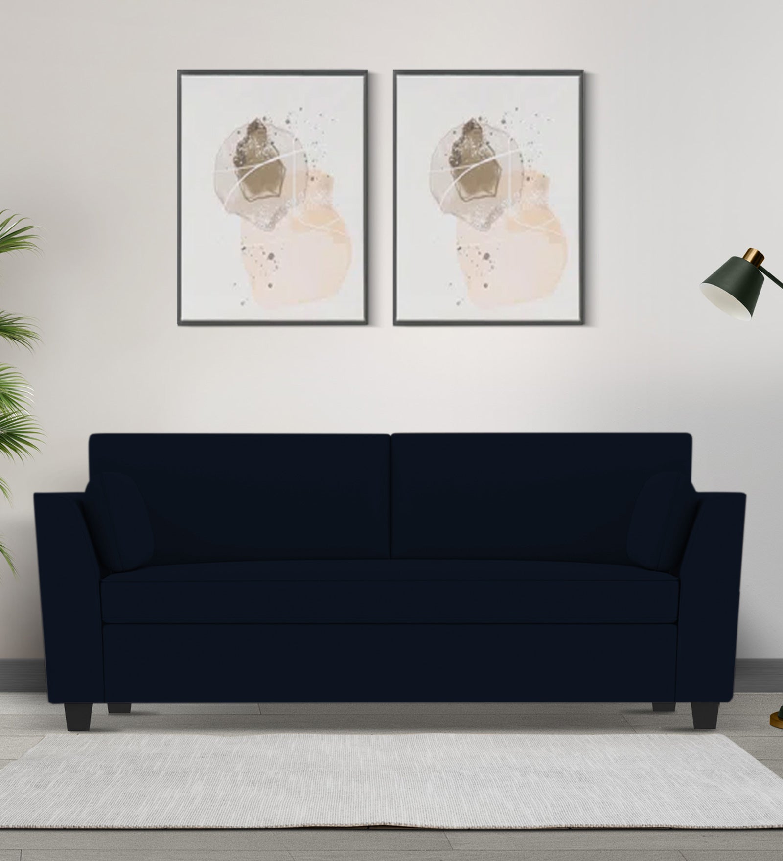 Bristo Velvet 3 Seater Sofa In Dark Blue Colour With Storage - Febonic Living